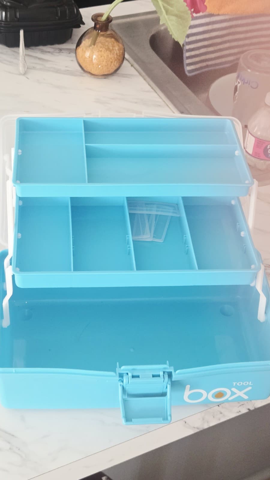 3-Layer Clear Plastic Dividing Storage Box Craft Organizer and Storage with A... - Thumbnail 7