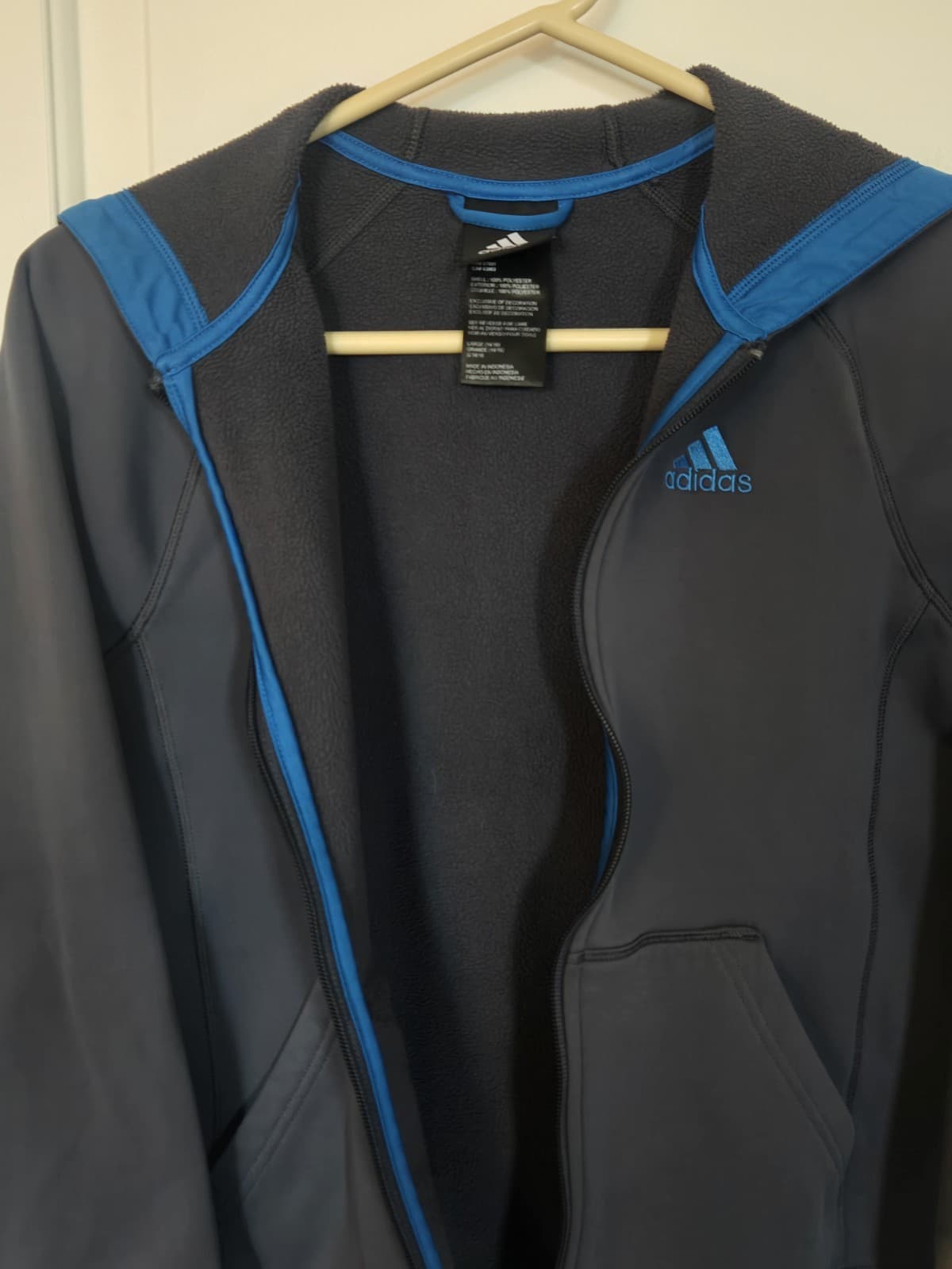 Adidas Big Boys Hoodie Full Zip Large (14/16) Fleece Lined Long Sleeve Pockets - Thumbnail 8