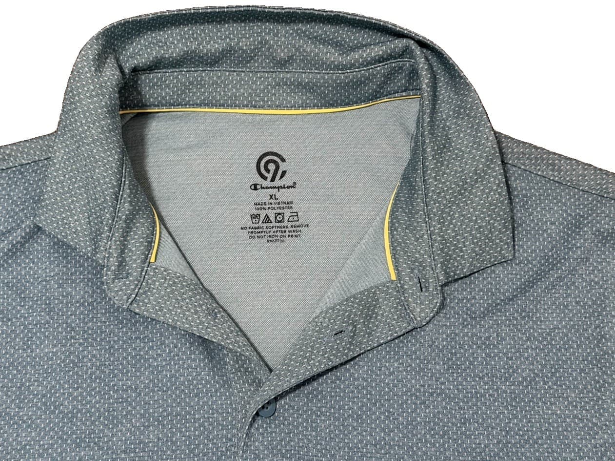 Champion Shirt Mens Large Green Short Sleeve Polo Lightweight Polyester Casual - Thumbnail 3