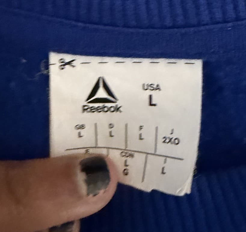 Reebok Men's Logo Crewneck Sweatshirt Blue White Cotton Blend Sz L - VGC! - Thumbnail 2