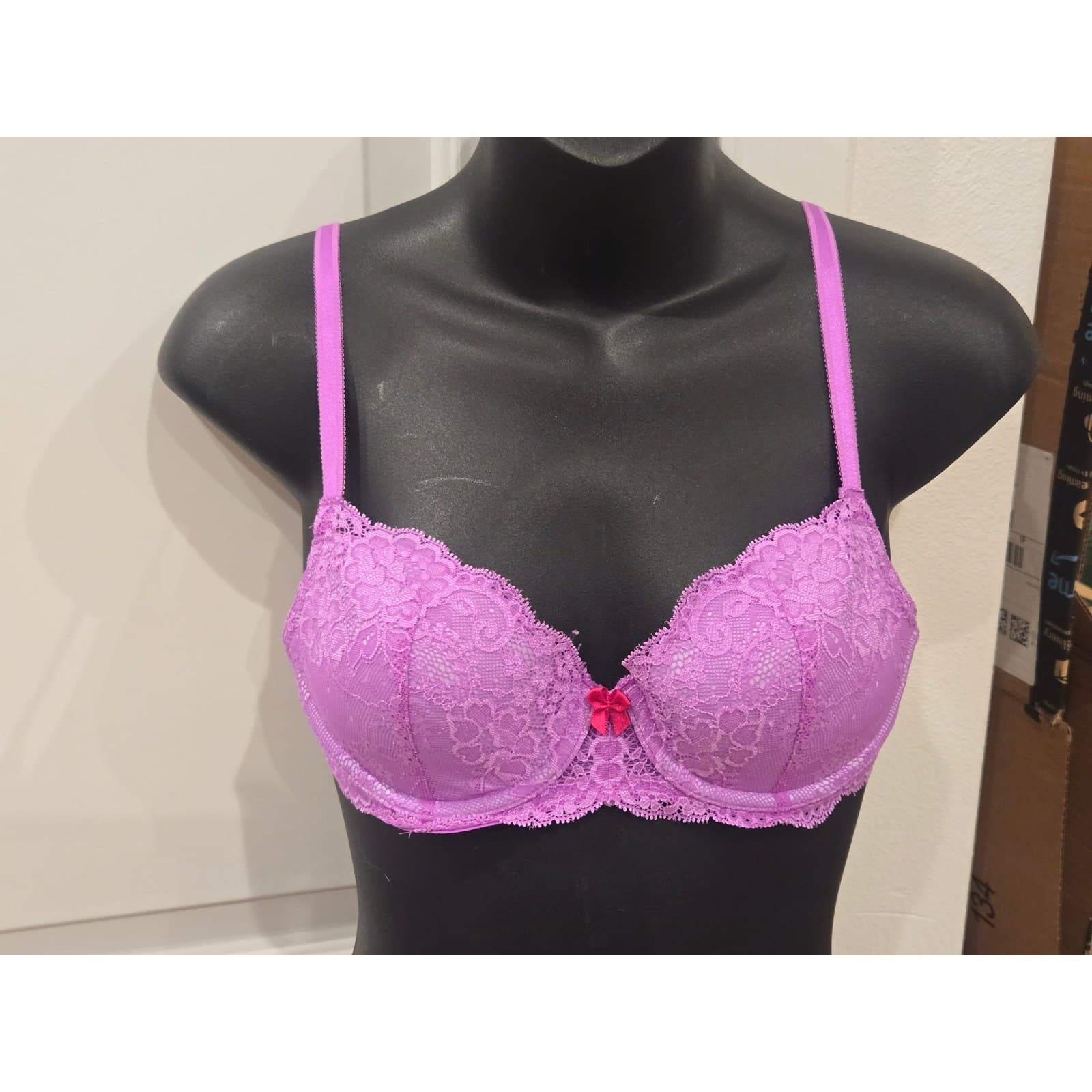 Victoria Secret Dream Angels Bra 32C Pink Lace Underwire Padded - Thumbnail 10