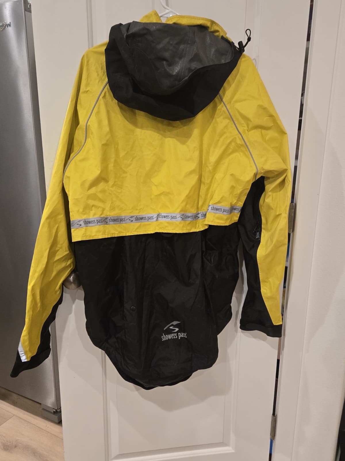 Shower Pass Mens Large Cycling Jacket Yellow Black Hooded Windbreaker Reflective - Thumbnail 6