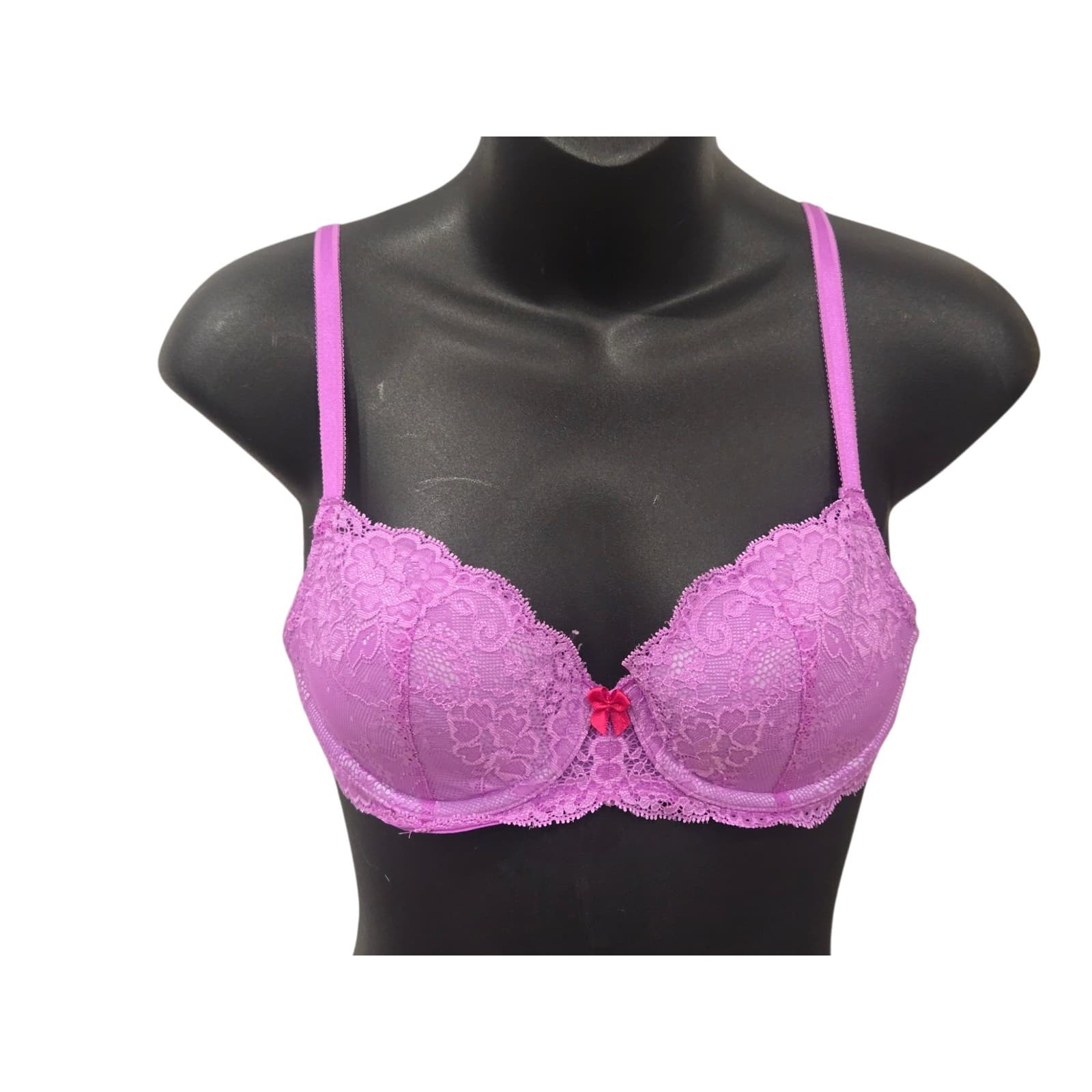 Victoria Secret Dream Angels Bra 32C Pink Lace Underwire Padded - Thumbnail 6