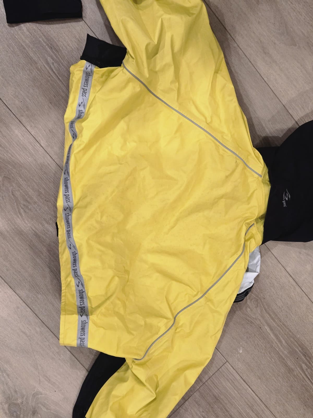 Shower Pass Mens Large Cycling Jacket Yellow Black Hooded Windbreaker Reflective - Thumbnail 3
