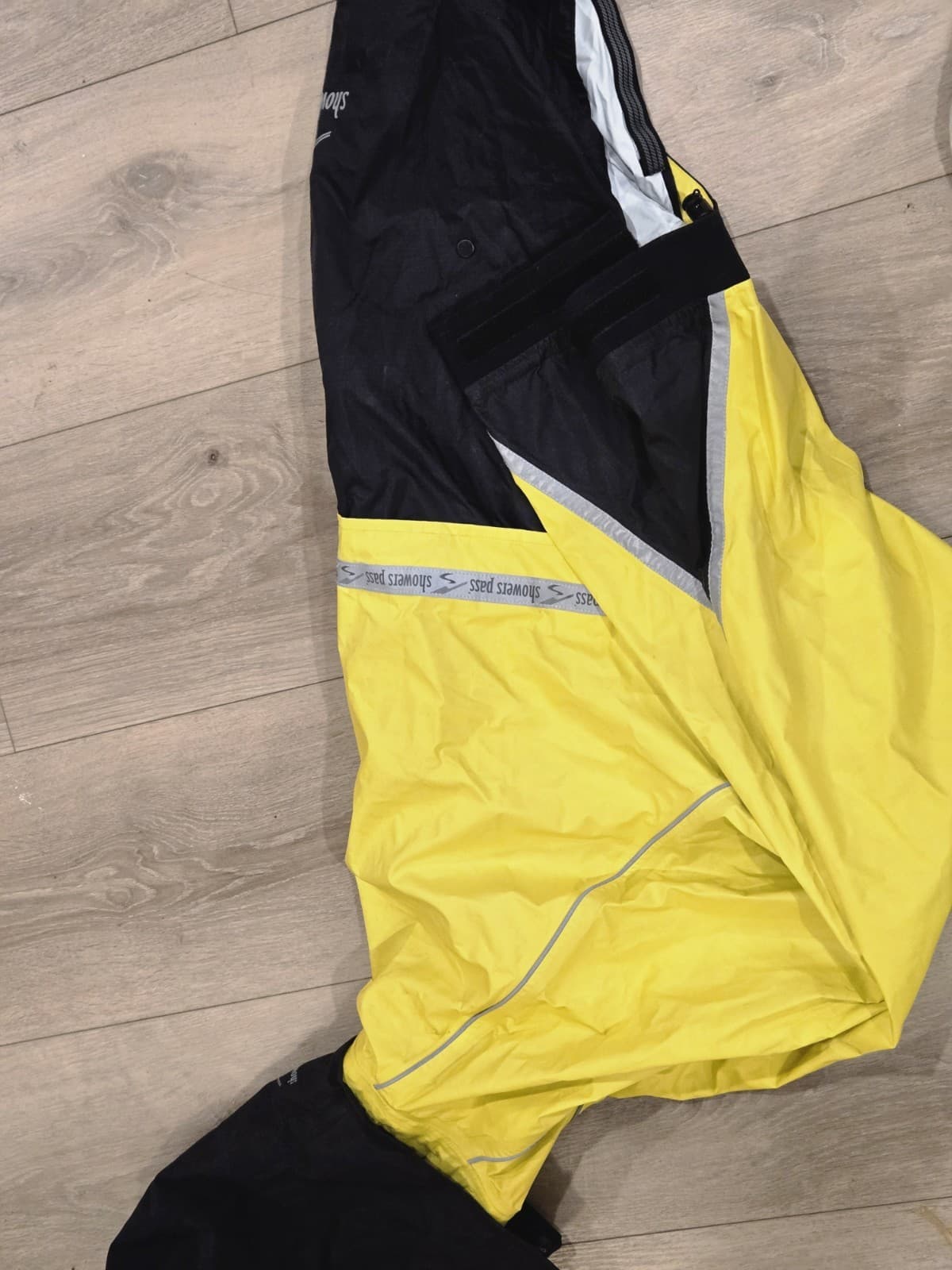 Shower Pass Mens Large Cycling Jacket Yellow Black Hooded Windbreaker Reflective - Thumbnail 4