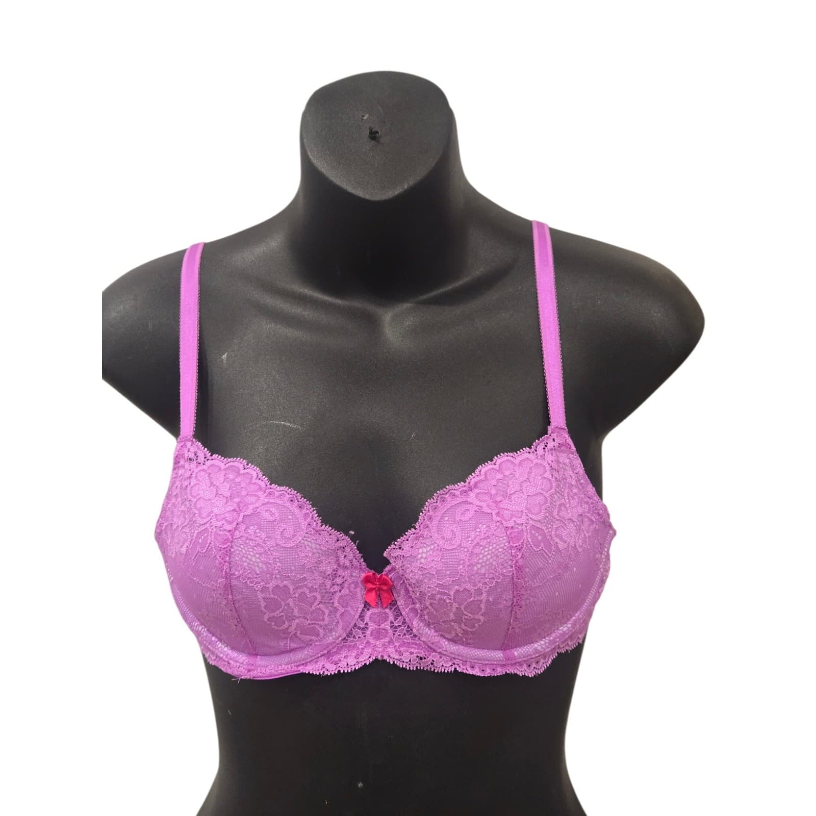 Victoria Secret Dream Angels Bra 32C Pink Lace Underwire Padded - Thumbnail 3