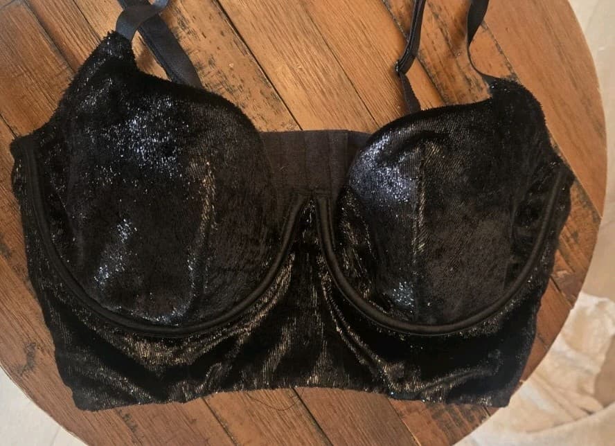Victoria’s Secret Very Sexy Balconet Bra 36C Black Shimmer Metallic Underwire... - Thumbnail 2