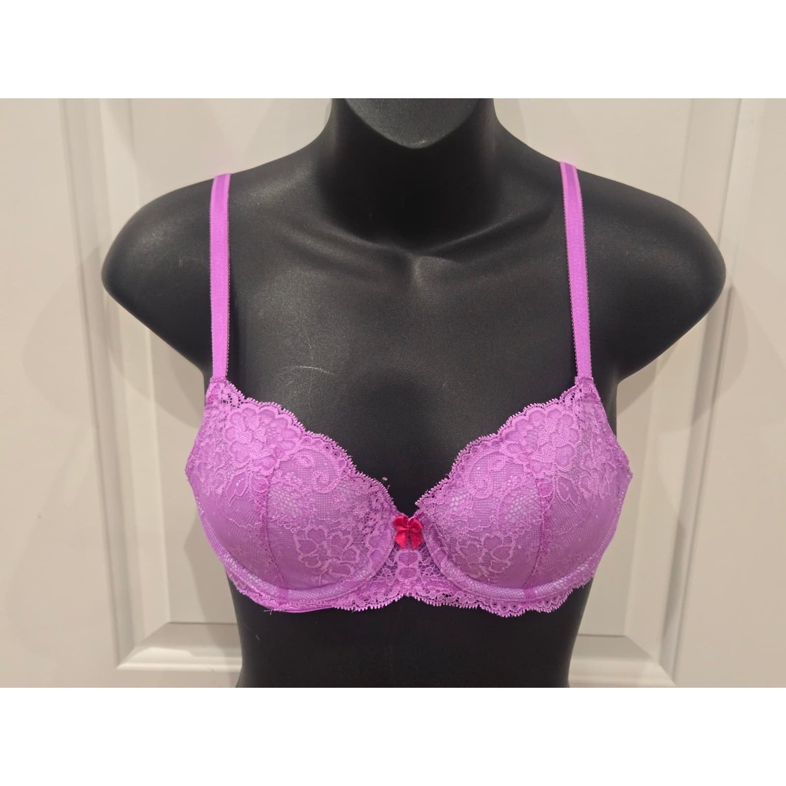 Victoria Secret Dream Angels Bra 32C Pink Lace Underwire Padded - Thumbnail 11