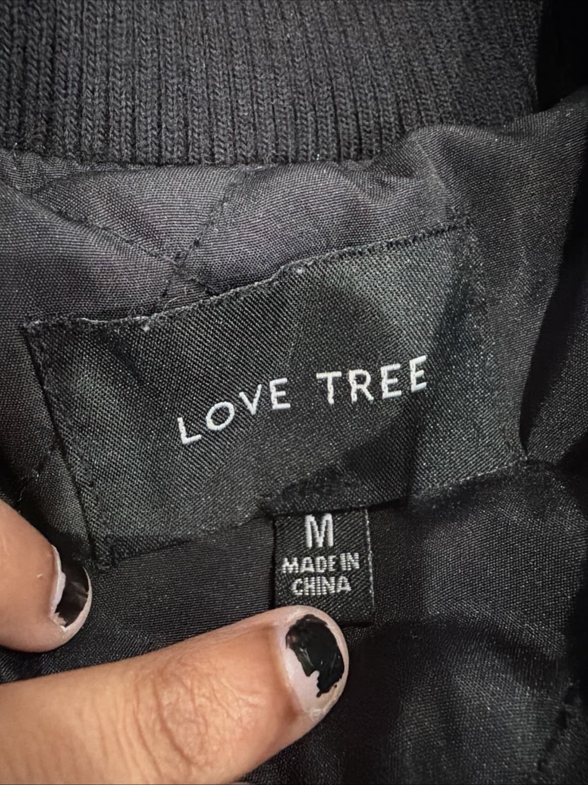 Love Tree Kids Black White Varsity Jacket Letter Striped Ribbing Snap Large - Thumbnail 3