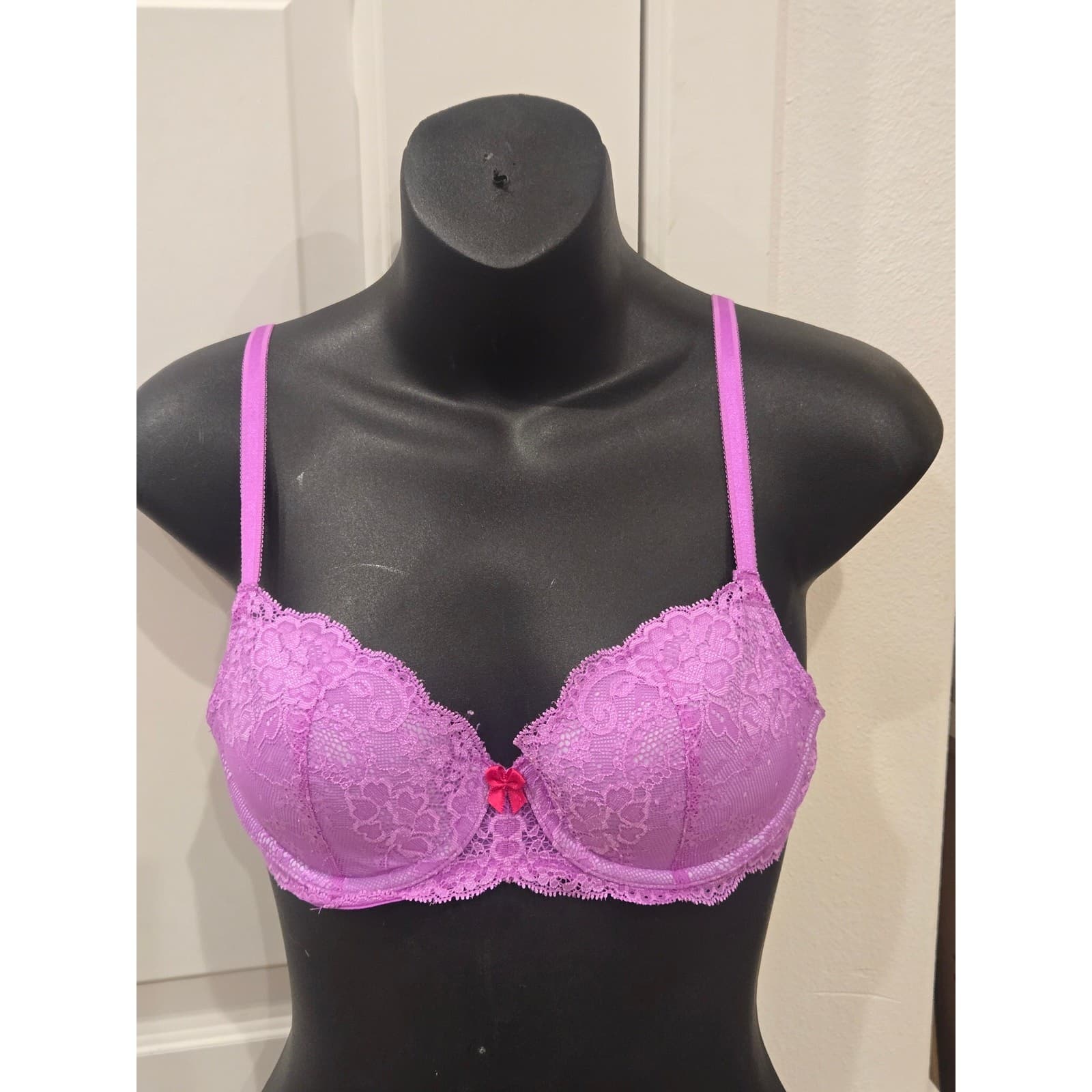 Victoria Secret Dream Angels Bra 32C Pink Lace Underwire Padded - Thumbnail 9