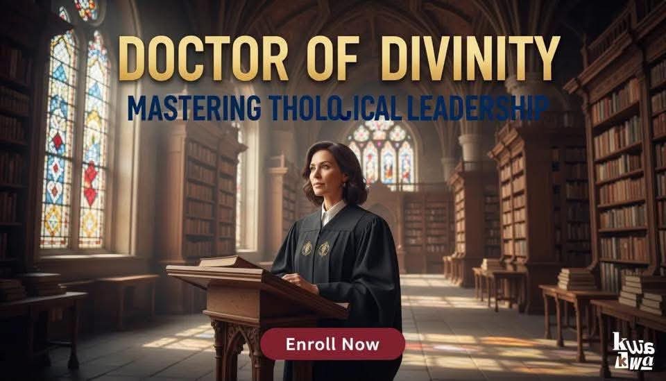 Doctor of Divinity Poster in Library Setting