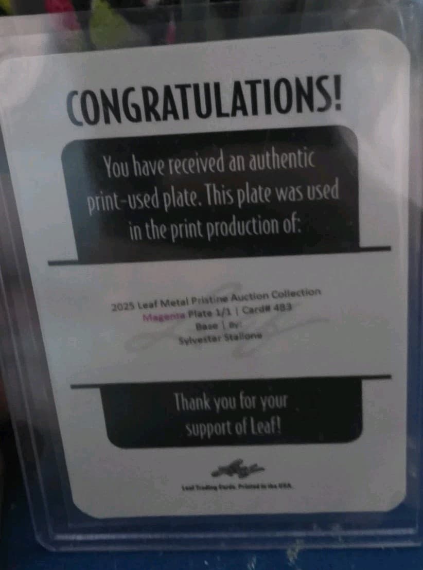 Sylvester Stallone 1/1 Printing Plate - Thumbnail 2