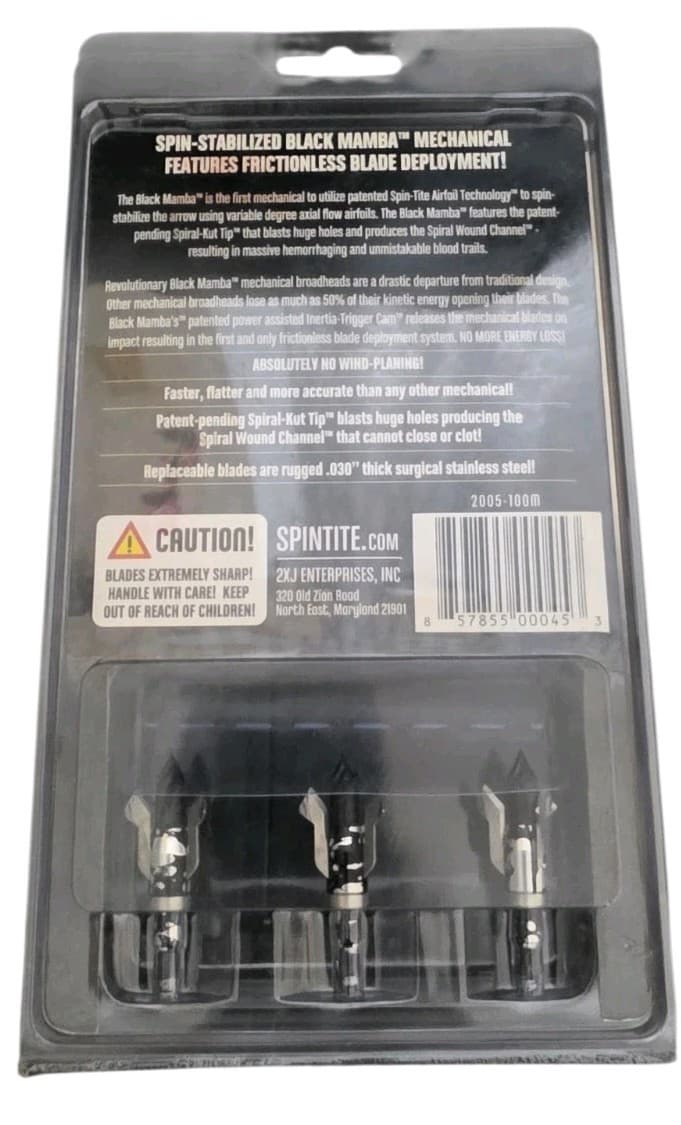 1 Pack of 3 Black Mamba Broadheads - 100 Grain - 1-1/16" Dia New unopened - Thumbnail 2