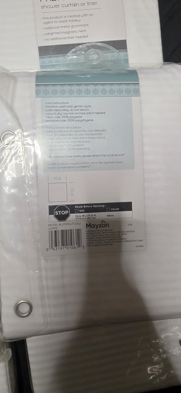 Zenna Home Waterproof Fabric Cotton Curtain Or Liner White 70”x72” 🆕 - Thumbnail 3