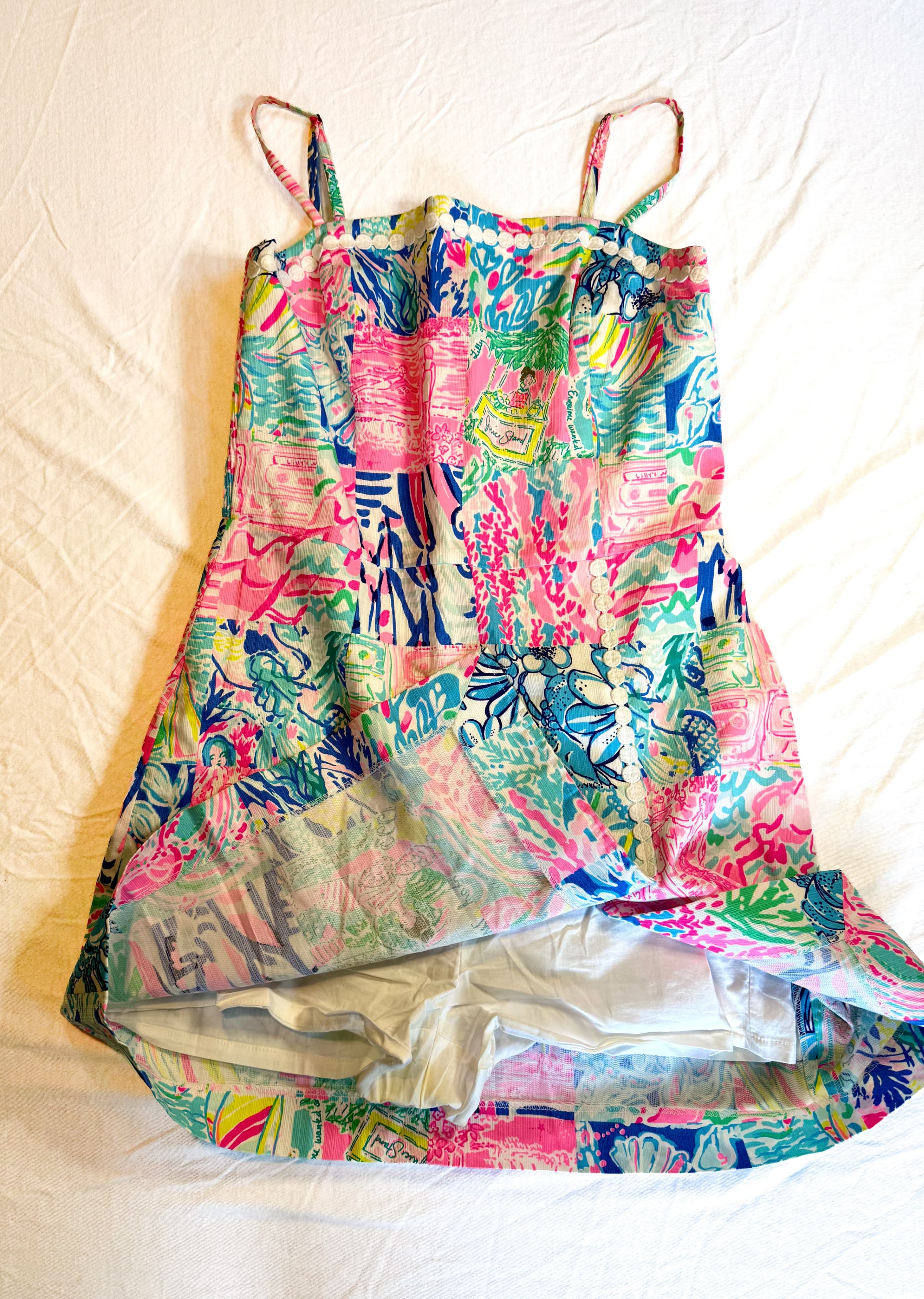 Lilly Pulitzer Womens Patchwork Print Mini Dress Size 2 Pink Blue Tropical Dress - Thumbnail 7