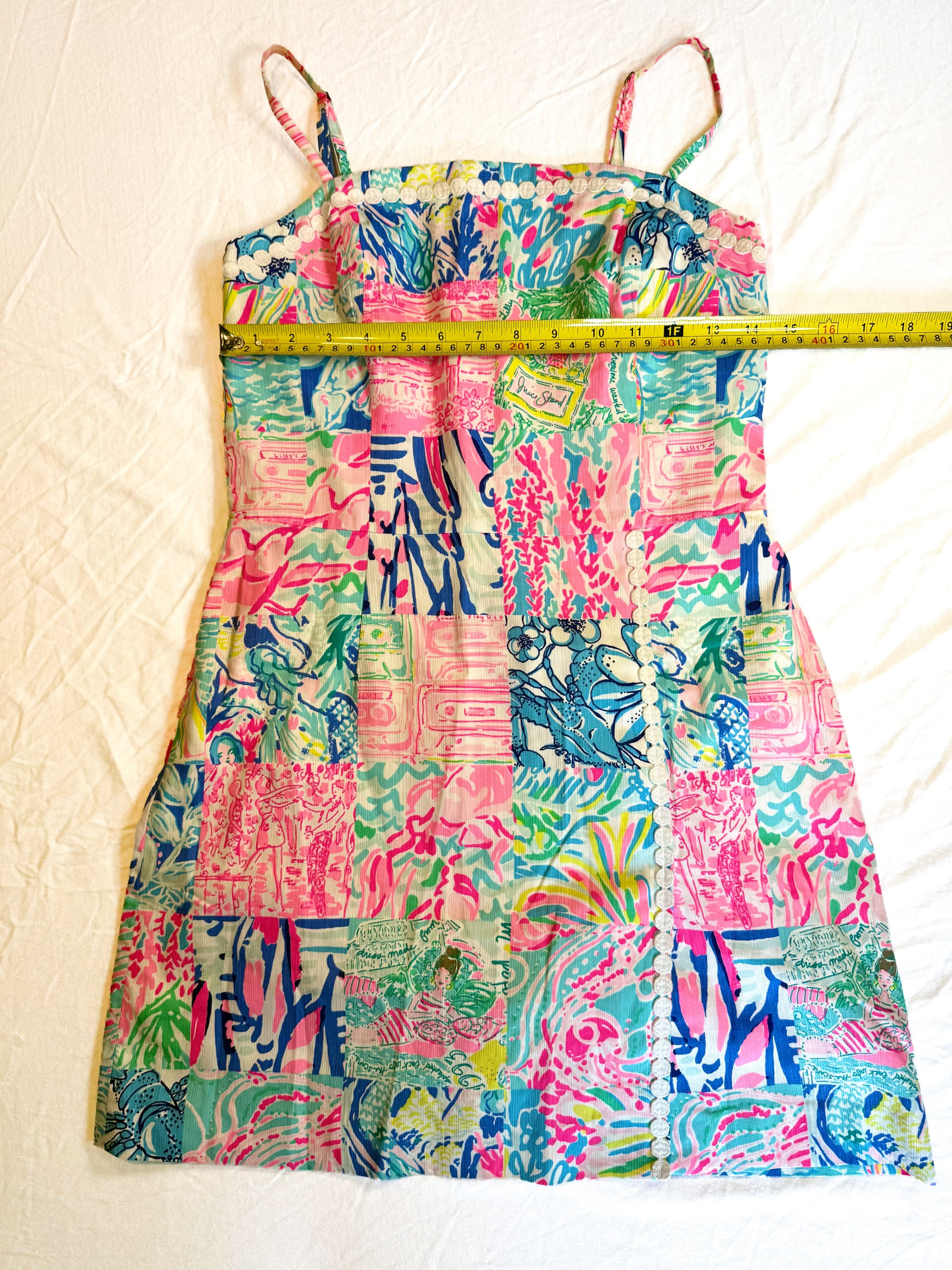 Lilly Pulitzer Womens Patchwork Print Mini Dress Size 2 Pink Blue Tropical Dress - Thumbnail 2