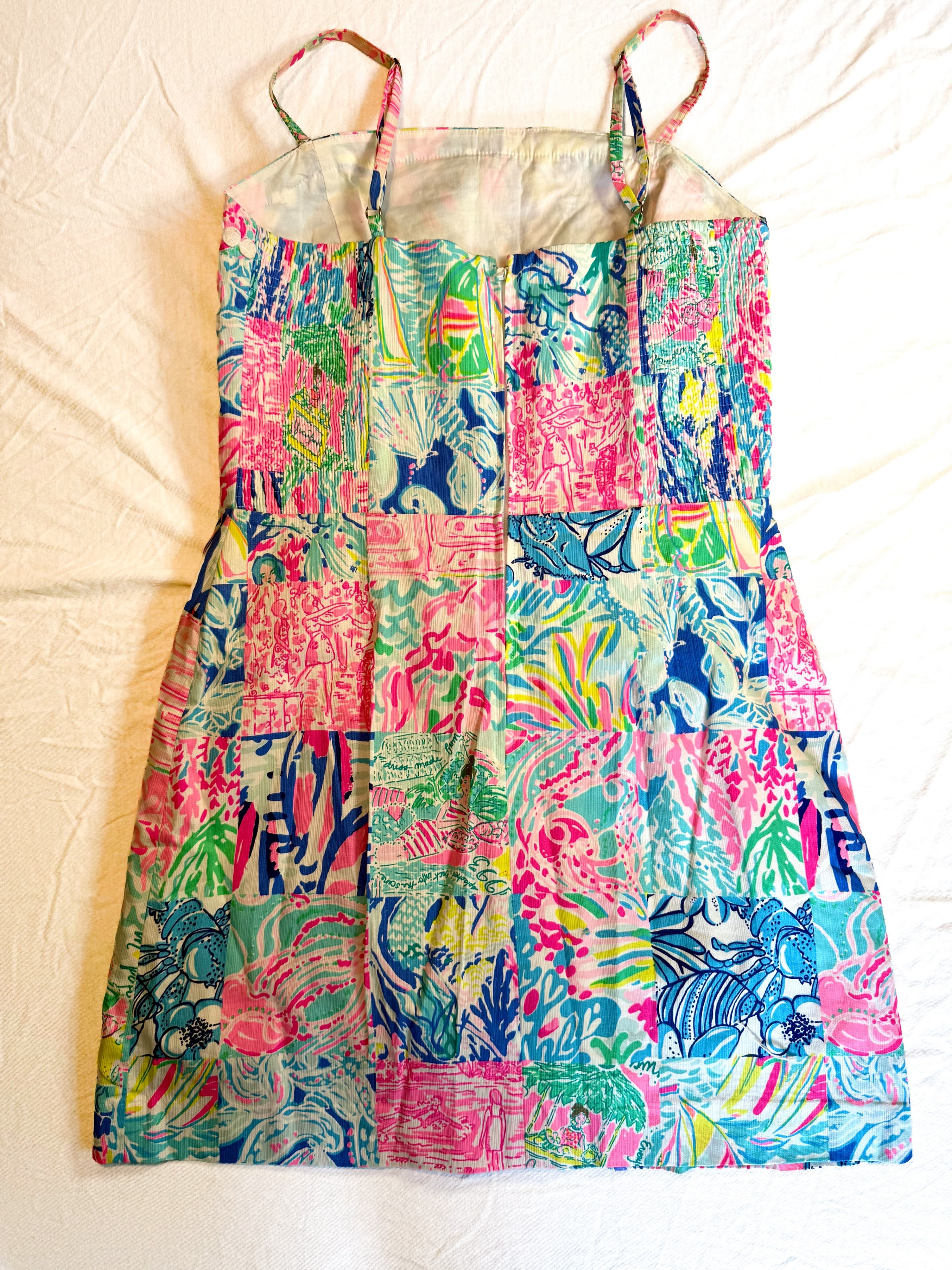 Lilly Pulitzer Womens Patchwork Print Mini Dress Size 2 Pink Blue Tropical Dress - Thumbnail 6