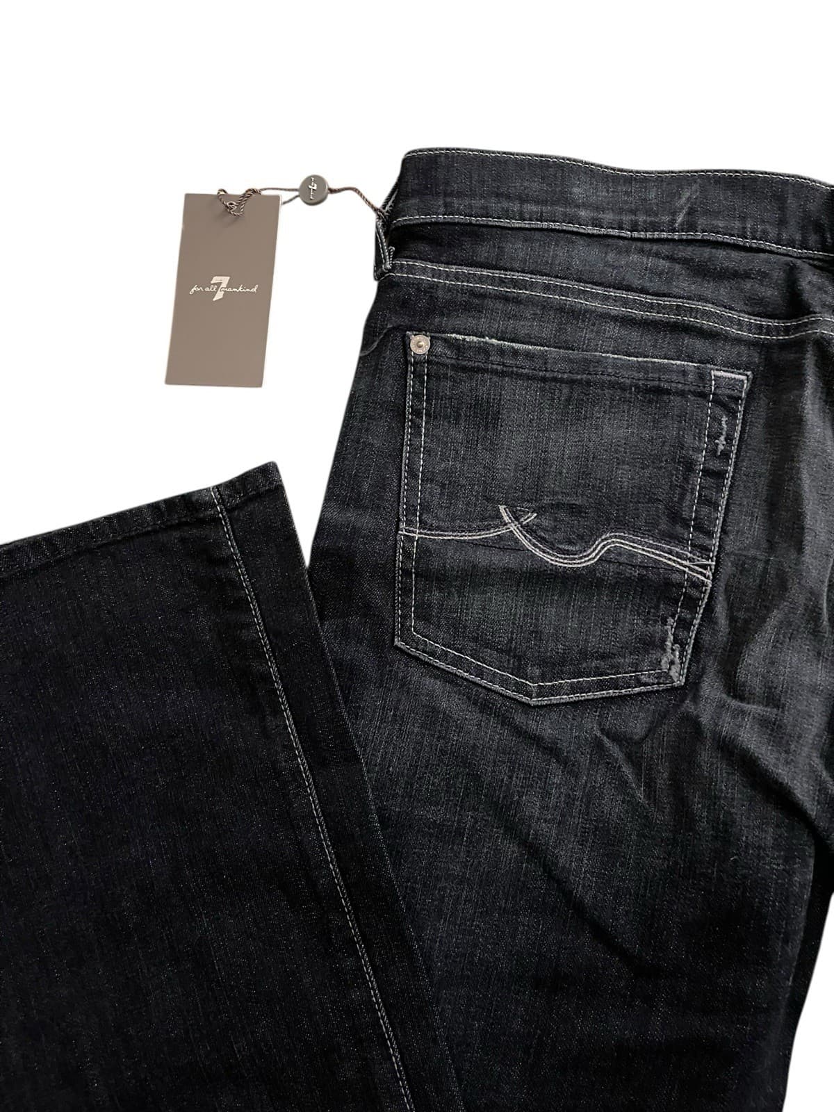 7 Seven For All Mankind Seven Bootcut Button Fly Dark Blue Denim Jeans NWT 32 - Thumbnail 8