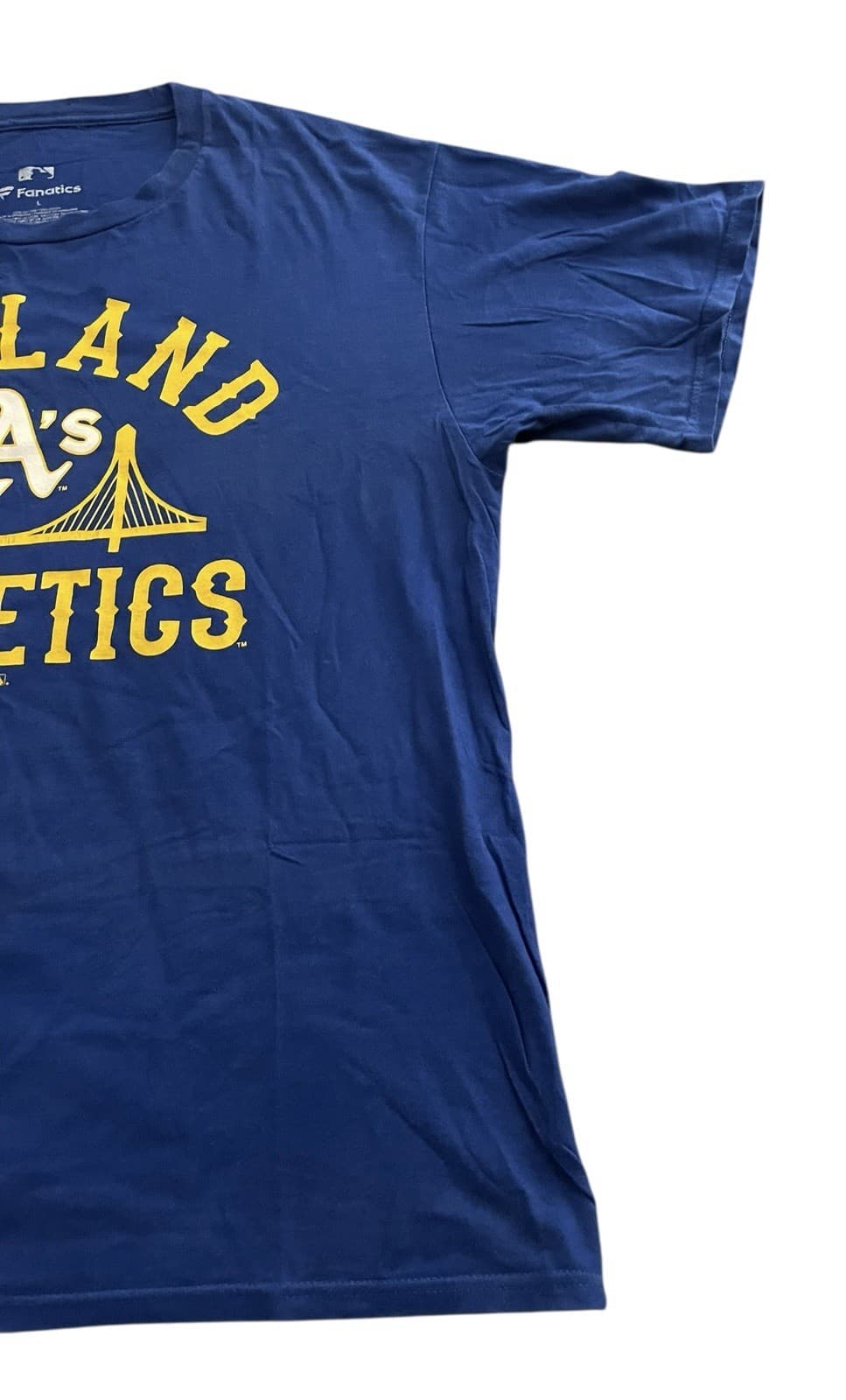 Fanatics Oakland Athletics A's Baseball Throwback T Shirt Size L Blue & Yellow - Thumbnail 5
