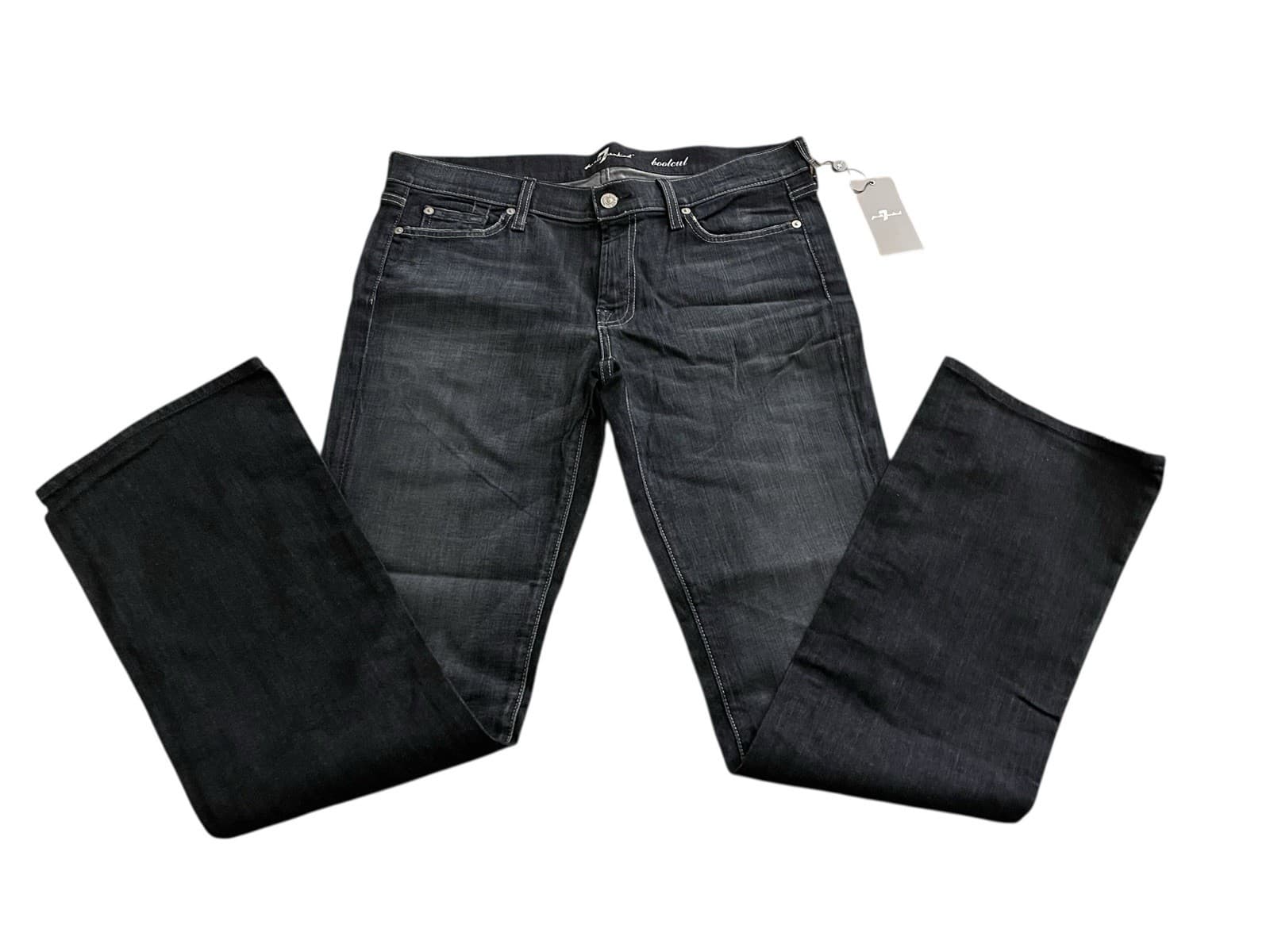 7 Seven For All Mankind Seven Bootcut Button Fly Dark Blue Denim Jeans NWT 32 - Thumbnail 2