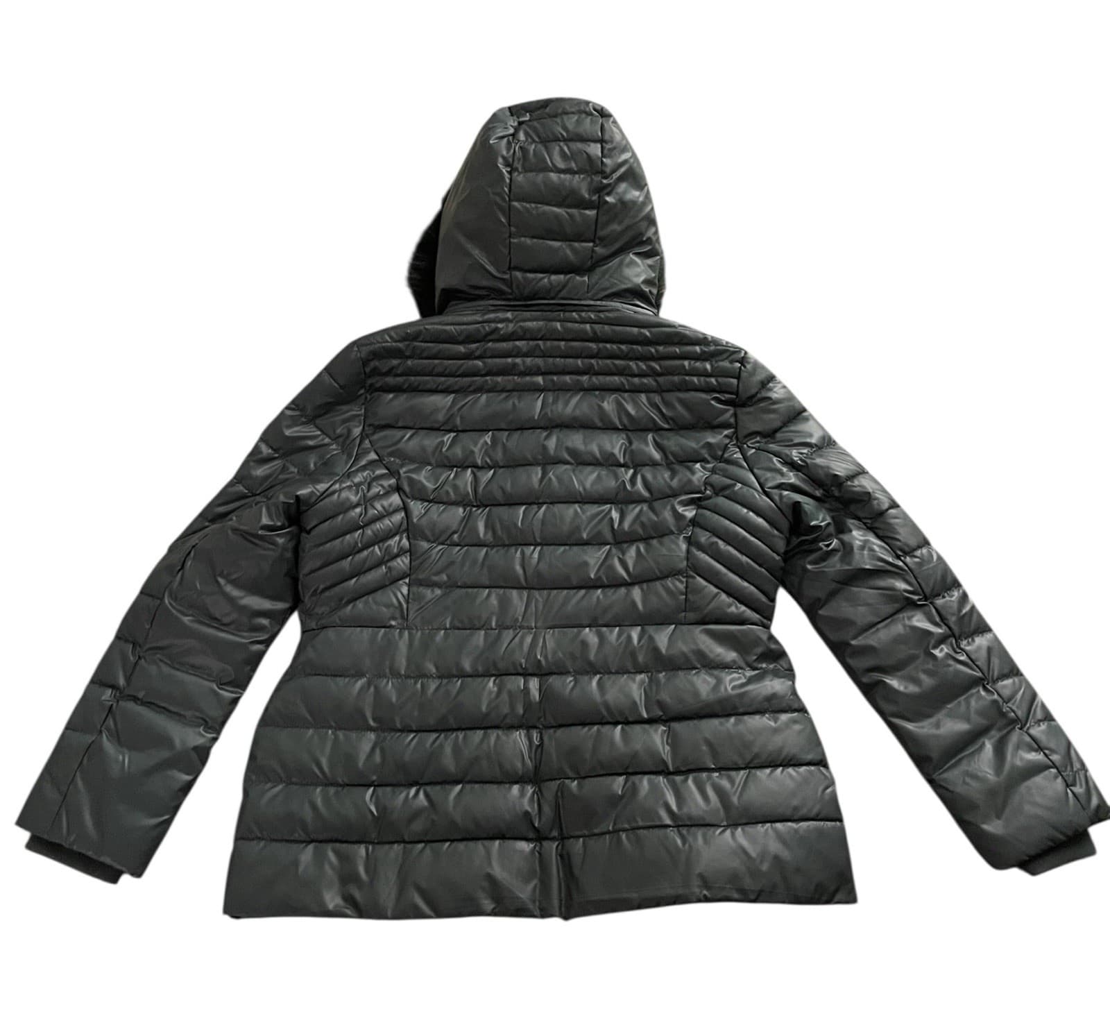 Kenneth Cole Down Puffer Jacket Removeable Faux Fur Hood Women's Size XL Green - Thumbnail 9