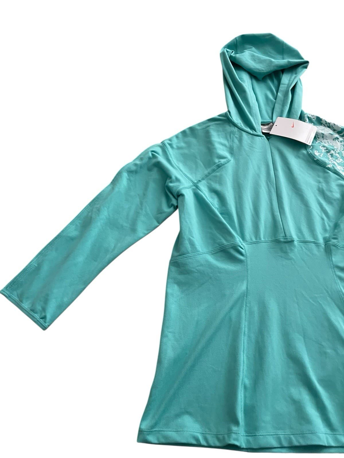 Nike Fit Dry Women's Green Half Zip Hooded Pullover - Size L (12-14) New - Thumbnail 3