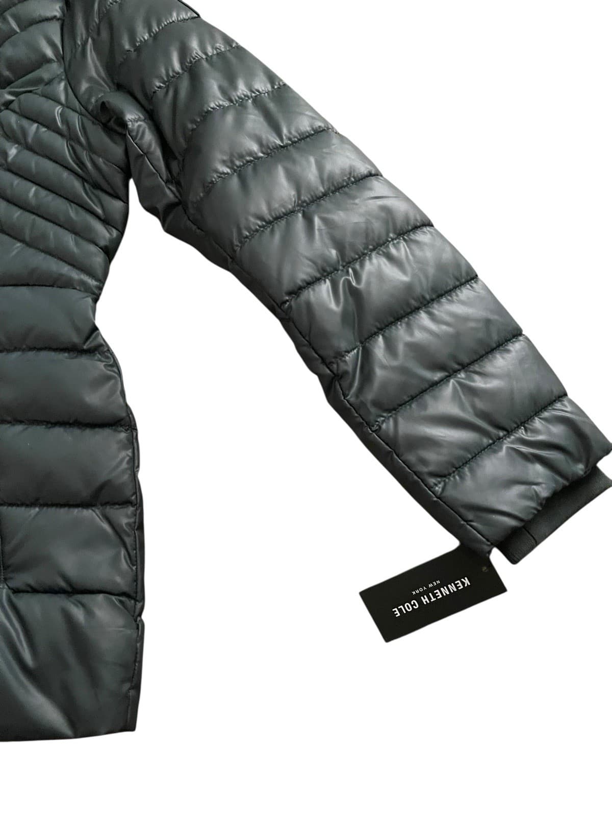 Kenneth Cole Down Puffer Jacket Removeable Faux Fur Hood Women's Size XL Green - Thumbnail 6