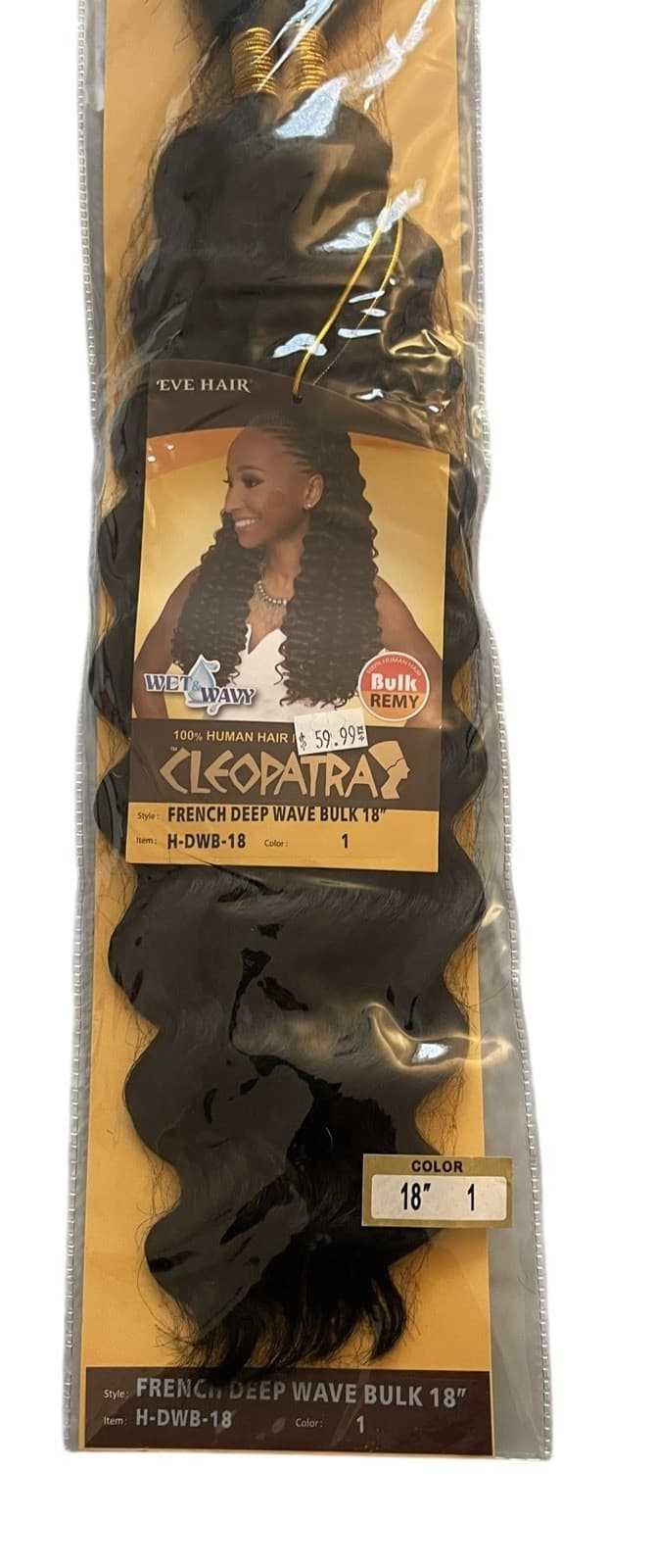 CLEOPATRA 100% Human Hair Remy Bulk French Deep Wave Bulk 18” Color 1 Wet N Wavy - Thumbnail 4
