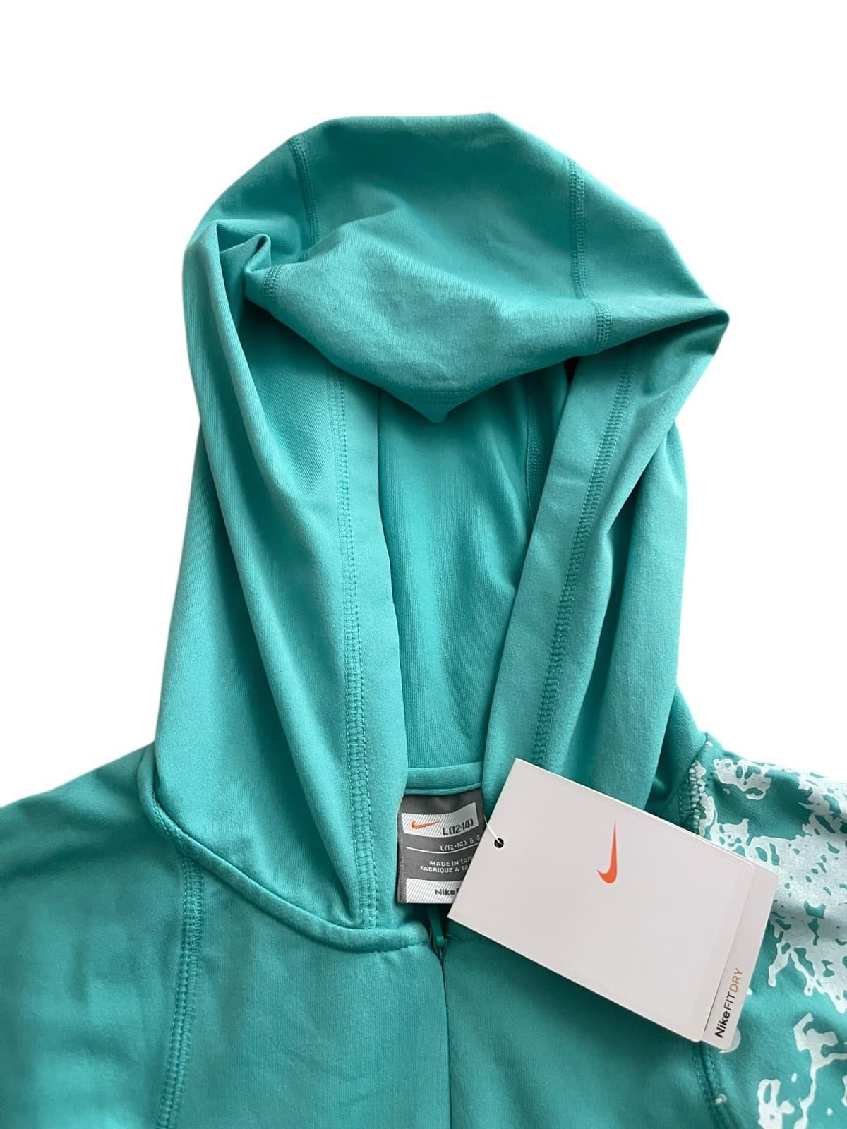Nike Fit Dry Women's Green Half Zip Hooded Pullover - Size L (12-14) New - Thumbnail 4
