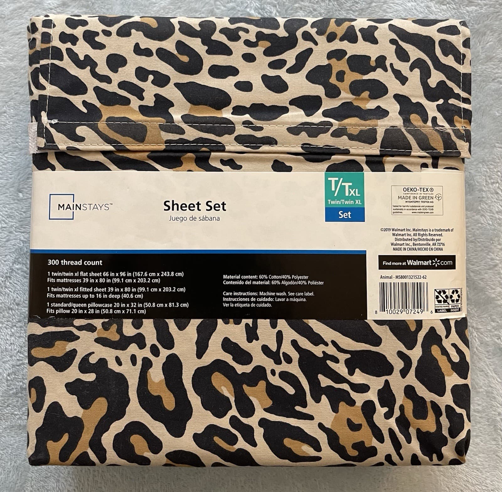 Mainstays Soft Wrinkle Resistant Microfiber Sheet Set Twin/Twin XL Animal Print - Thumbnail 2