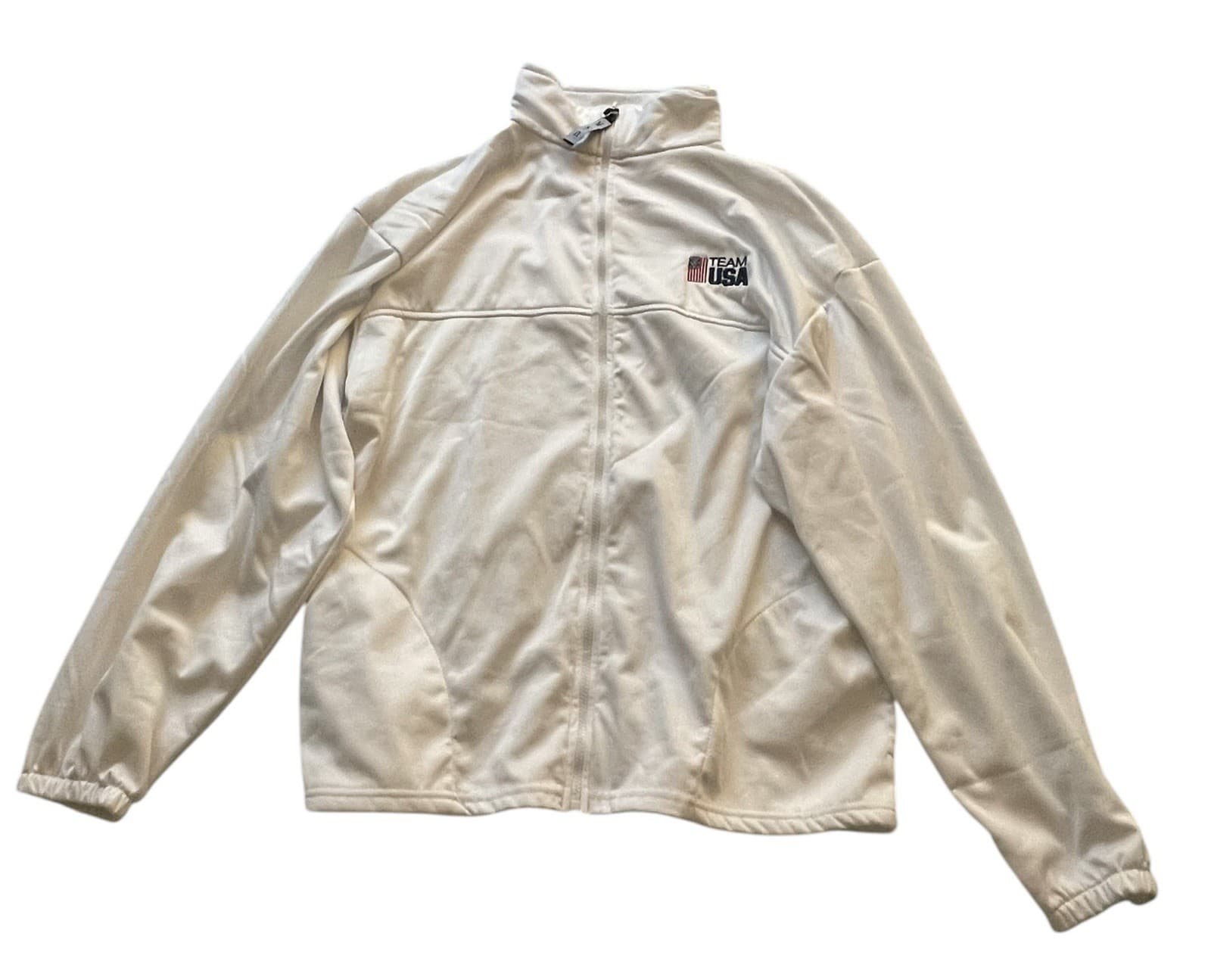 Team USA Track Jacket Extra Large XL Olympic Committee White Full Zip Vintage M4