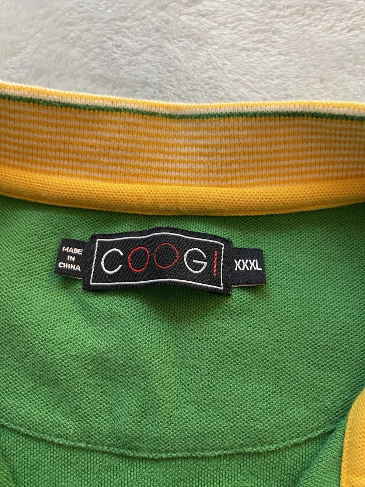 Y2K Coogi Green Polo Shirt With Stripped Collar Streetwear Short Sleeve 3XL Rare - Thumbnail 3