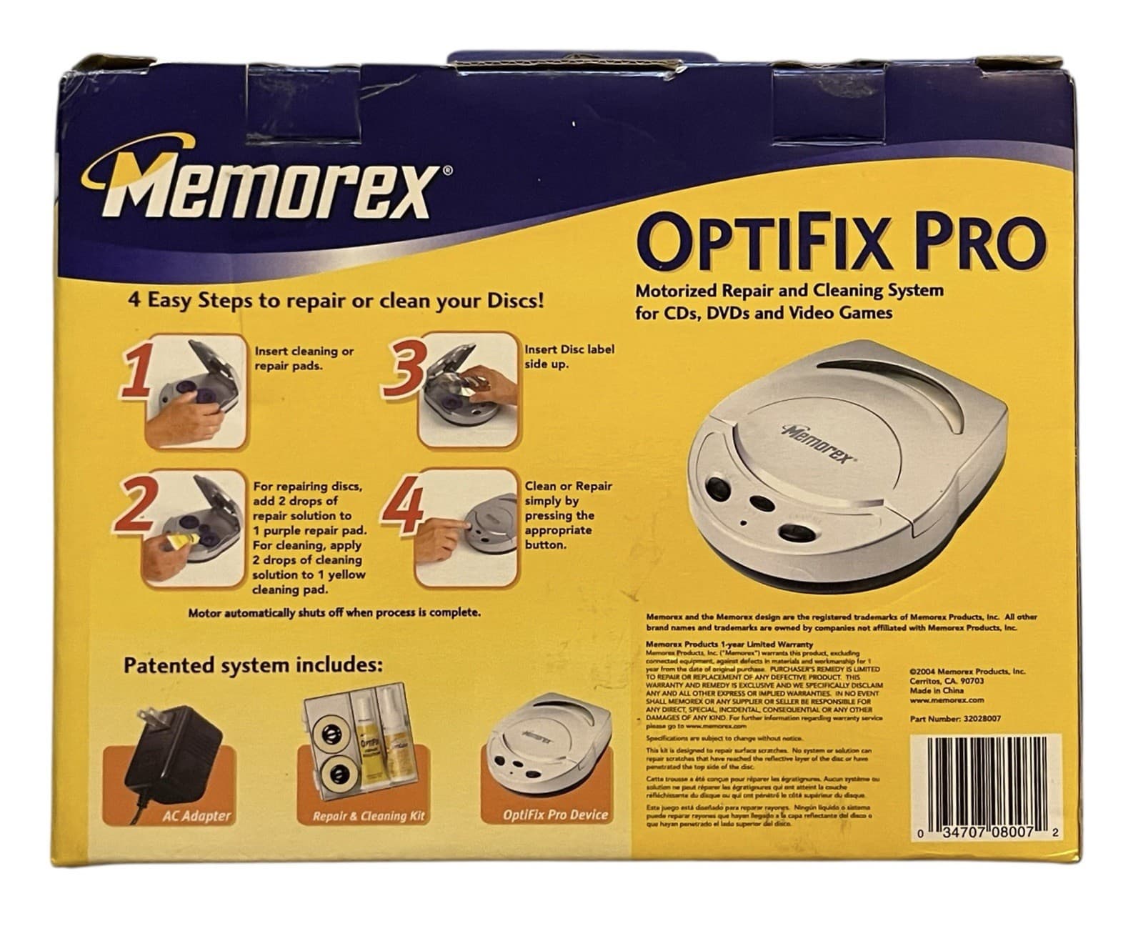 Memorex OptiFix Pro Clean Repair Kit Videogames, CDs, & DVDs Cleaning System NEW - Thumbnail 2