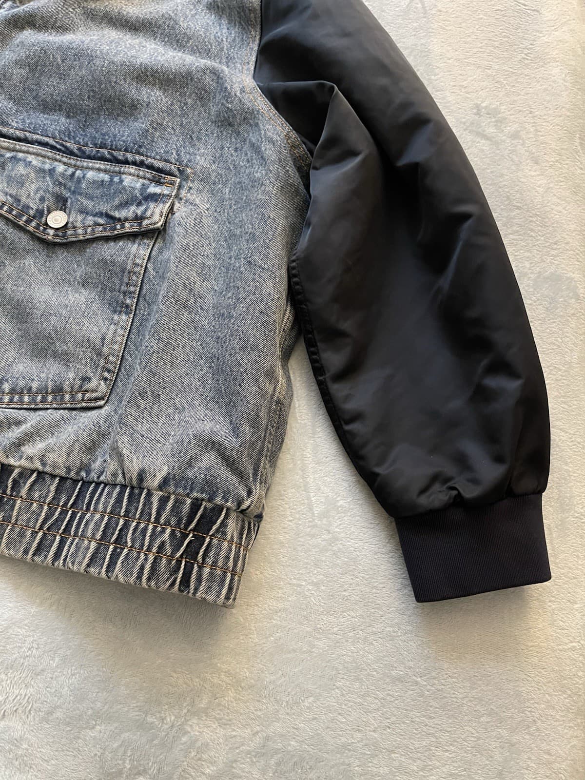 Levis Big E Denim Bomber Jean Jacket Sherpa Zip Up Trucker Mens XXL - Thumbnail 6