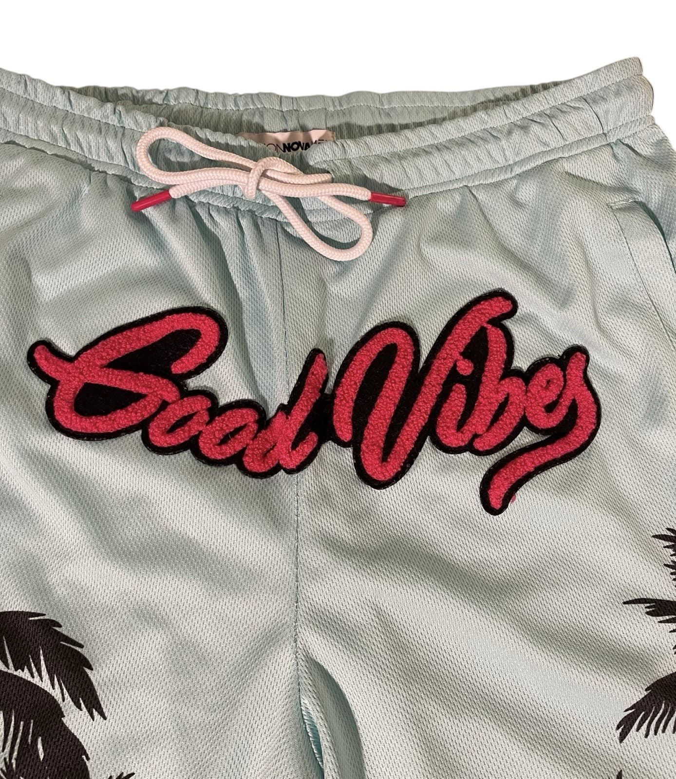 Fashion Nova Men’s Good Vibes Palm Trees Drawstring Aqua Shorts Large - Thumbnail 2