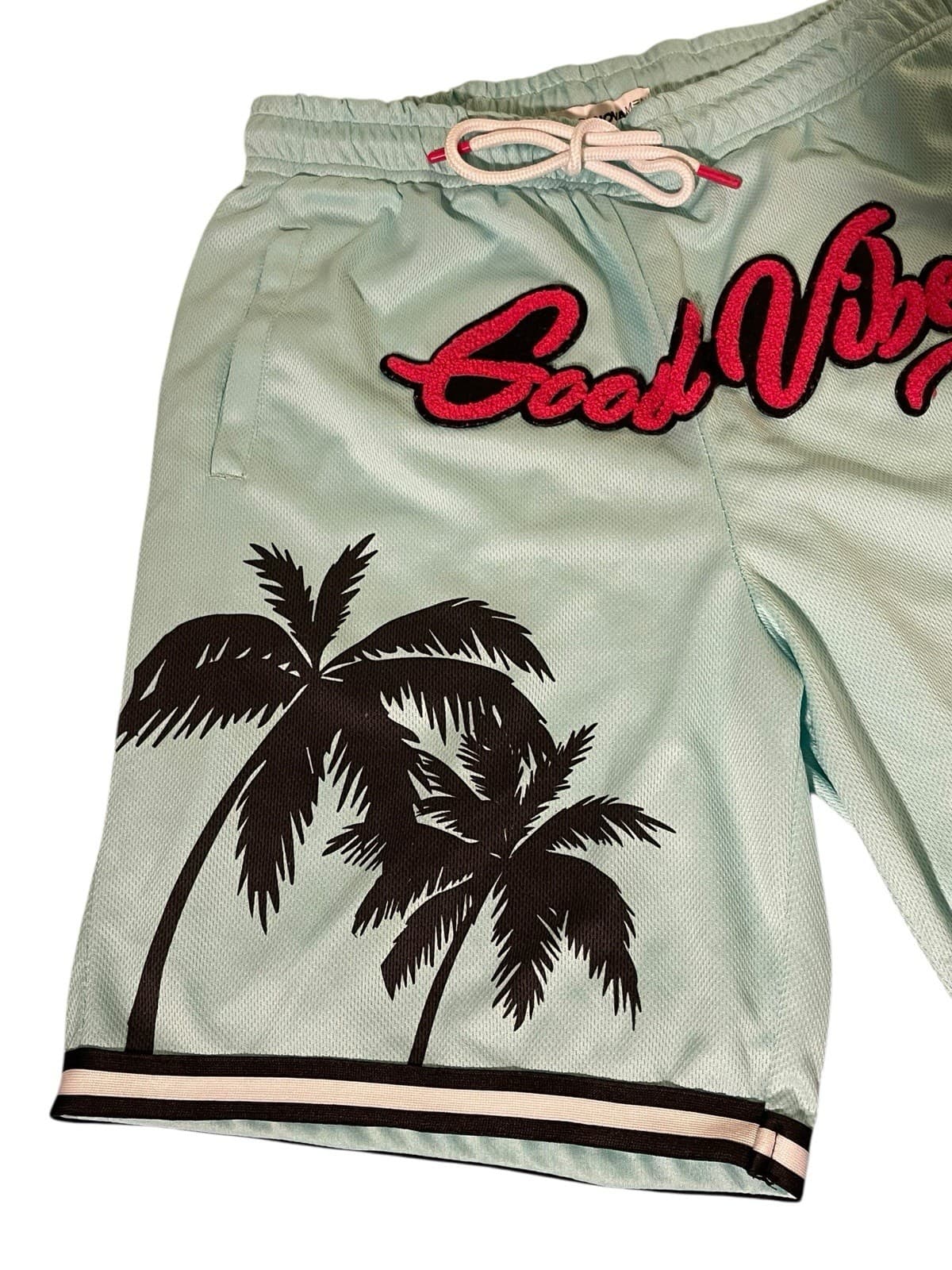 Fashion Nova Men’s Good Vibes Palm Trees Drawstring Aqua Shorts Large - Thumbnail 5