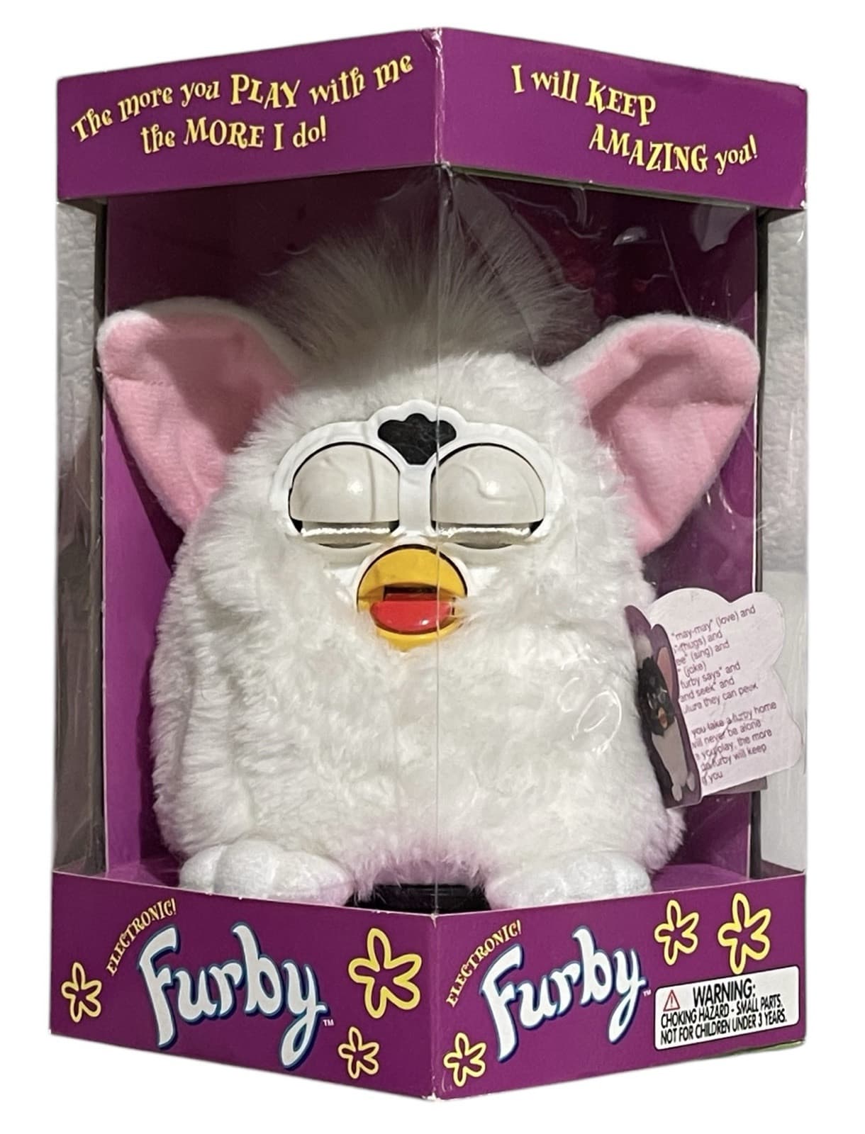 NEW Sealed 1998 Furby SNOWBALL 70-800 White w Pink Ears - Thumbnail 8