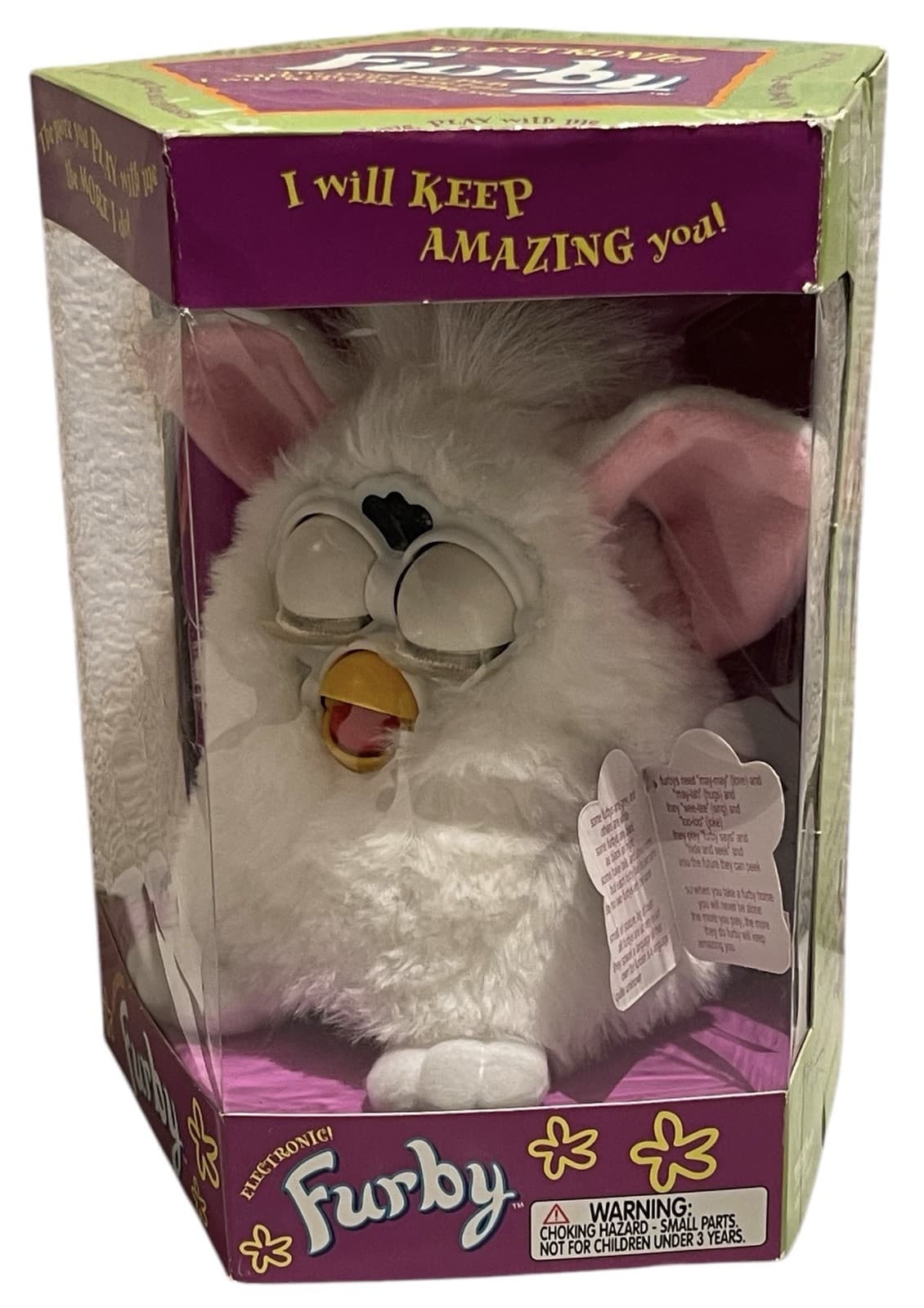 NEW Sealed 1998 Furby SNOWBALL 70-800 White w Pink Ears - Thumbnail 7