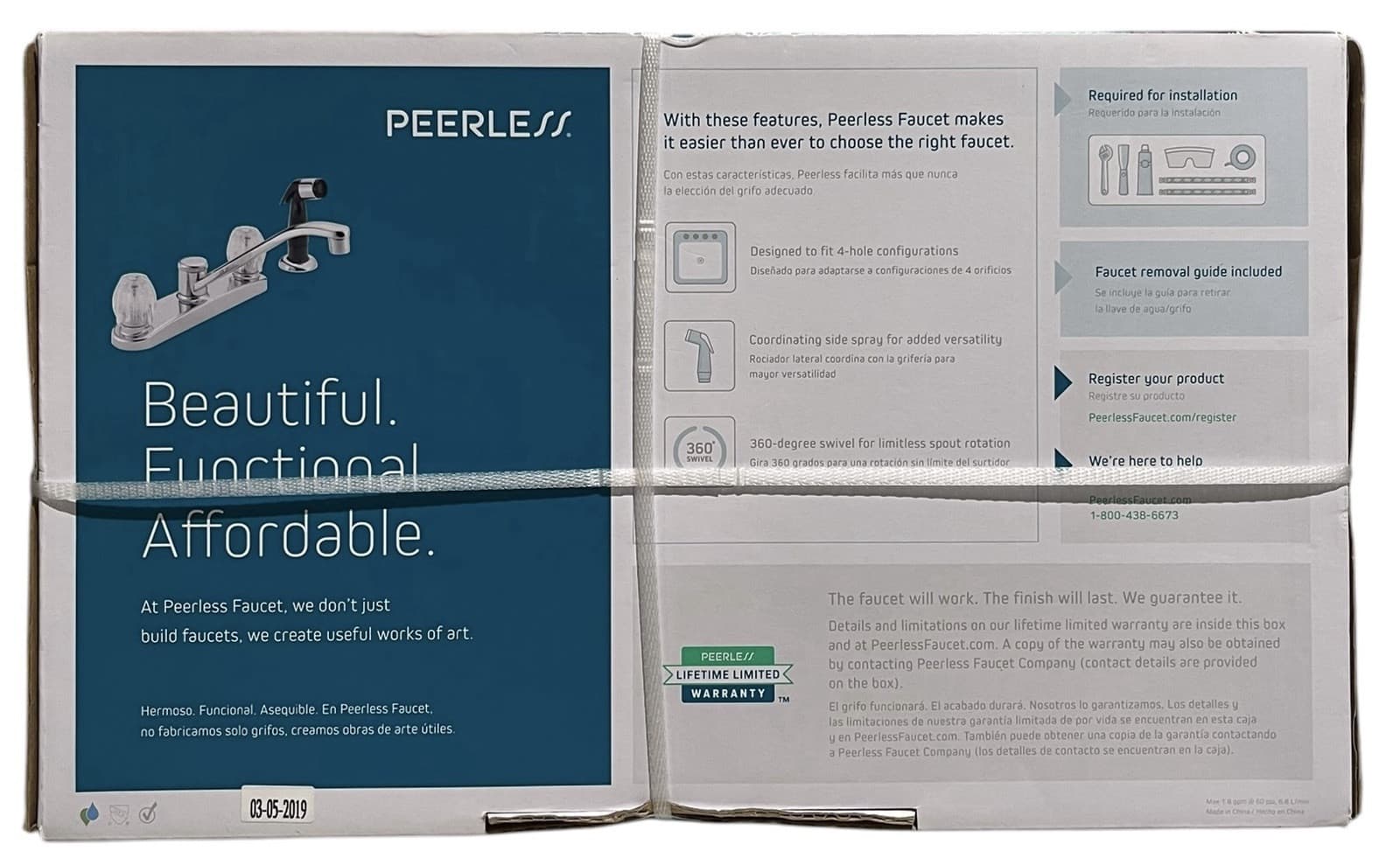 Peerless P225LF-W Two Handle Kitchen Faucet With Spray Chrome New - Thumbnail 2