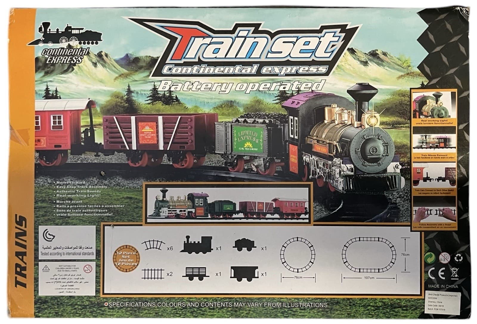 Train Set Continental Express 12 pcs) - Battery Operated Authentic Train Sounds - Thumbnail 2