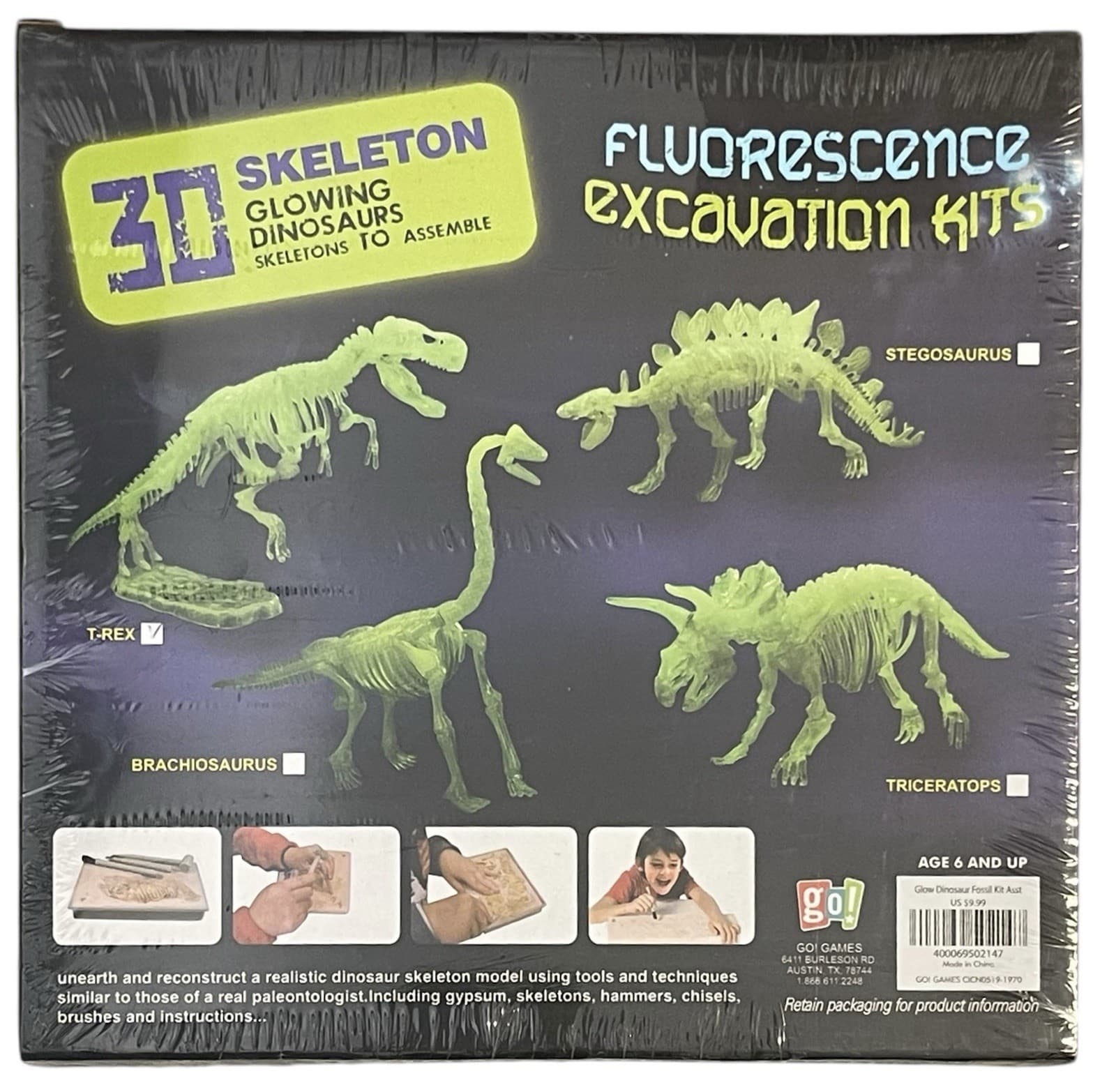 Dinosaurs Glowing Excavation 3D Skeleton Kit New In Factory Sealed Box - Thumbnail 2