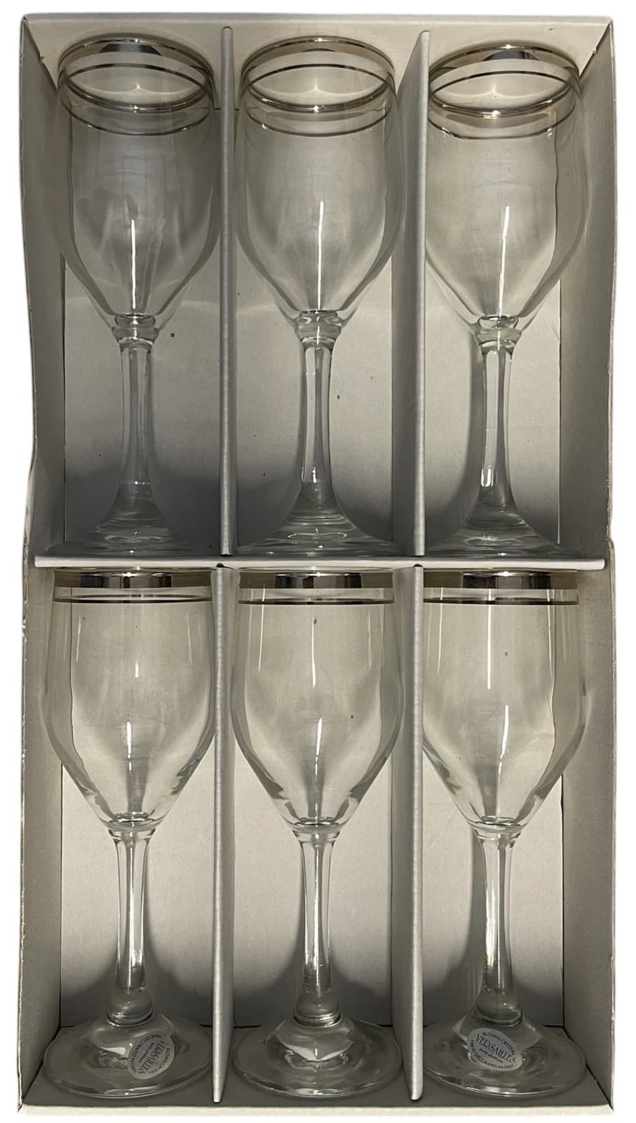 Versailles Crystal Stemware 6 Piece - 6oz Wine Glasses Hand Crafted In Italy New - Thumbnail 2