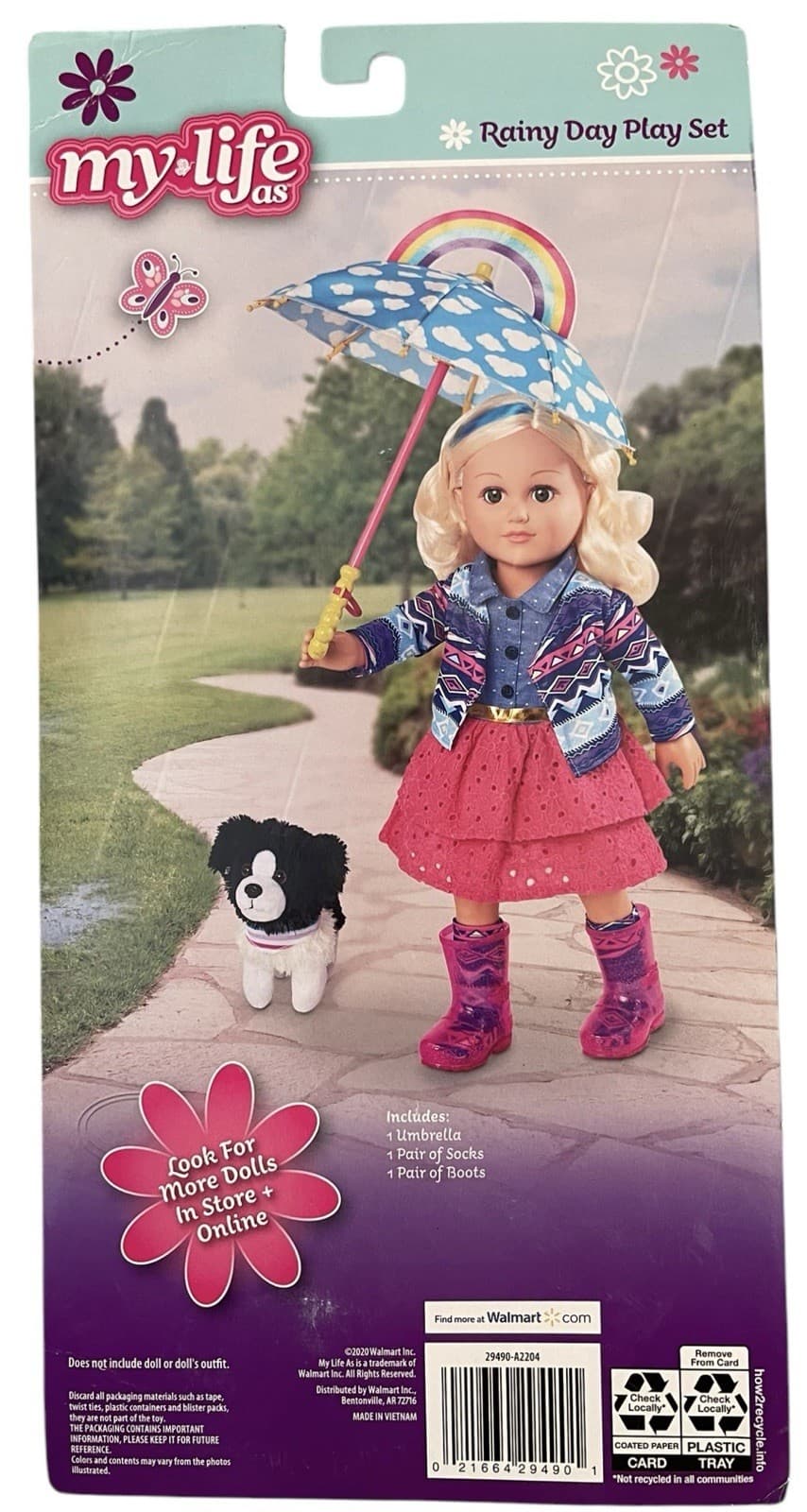 My Life As~Rainy Day Play Set~5 Piece Set Includes Umbrella, Boots, Socks~New! - Thumbnail 2