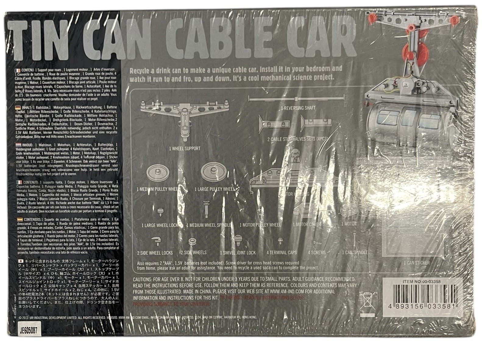 Tin Can Cable Car Mechanics Kit 4M NEW SEALED Recycling Project Fun Discovery - Thumbnail 2