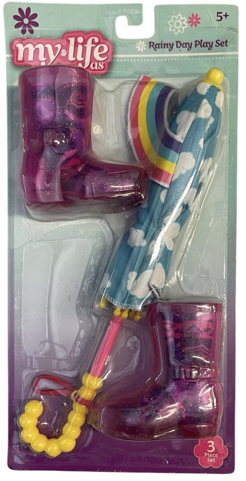 My Life As~Rainy Day Play Set~5 Piece Set Includes Umbrella, Boots, Socks~New!