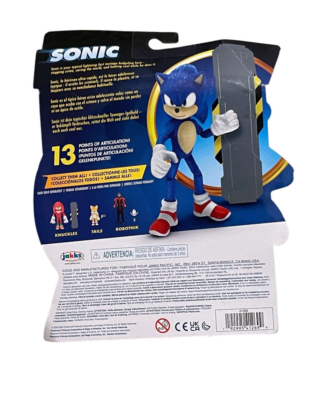 Jakks Pacific Sonic with Snow Rider Action Figure 4" Sonic The Hedgehog 2 Series - Thumbnail 2