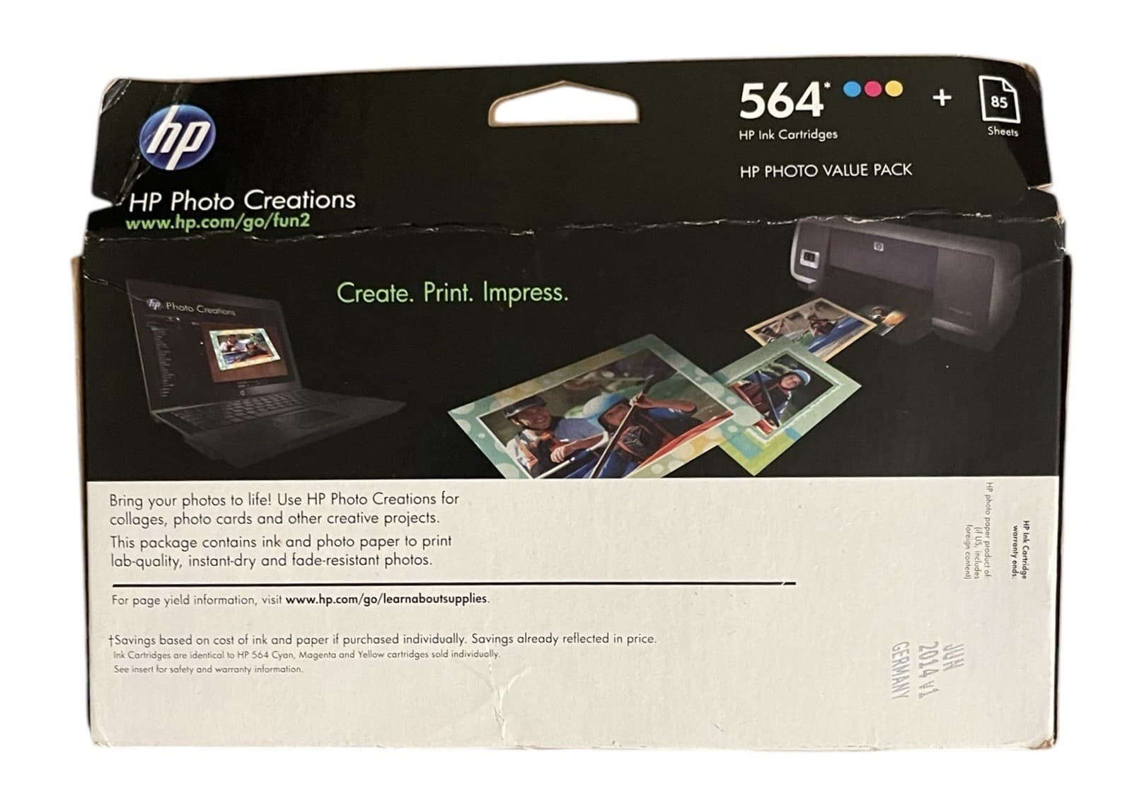 HP Photo Value Pack 3x Ink 564 Cartridges 85 Sheets Photo Paper CG925AN - Thumbnail 2