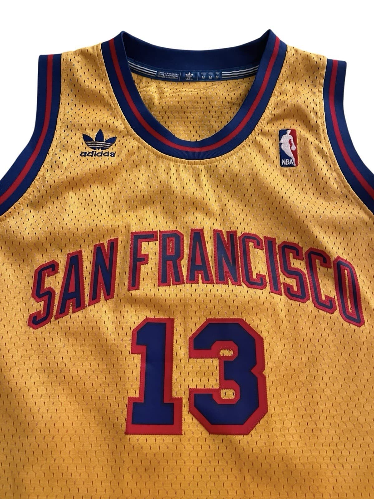Wilt Chamberlain San Francisco Warriors Embroidered Gold Adidas Jersey Mens M - Thumbnail 2
