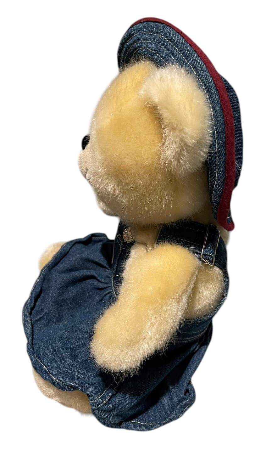 Cherish Collection Teddy Bear Plush Denim Skirt &Hat Blonde Soft Faux Fur EarTag - Thumbnail 3