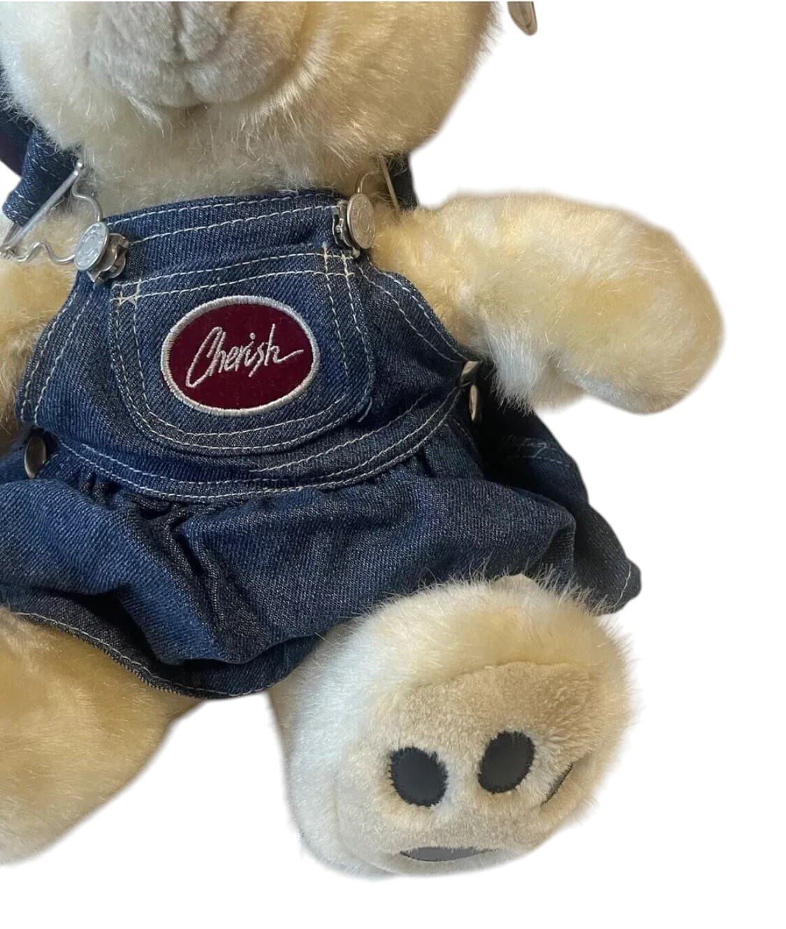 Cherish Collection Teddy Bear Plush Denim Skirt &Hat Blonde Soft Faux Fur EarTag - Thumbnail 12